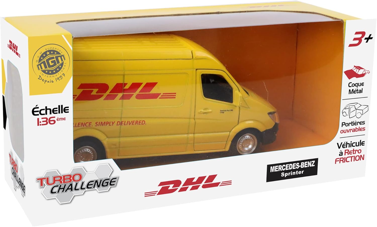DHL Truck - City - 850318-1/36 - Retro-Friction Car - Yellow - Metal - From 3 Years