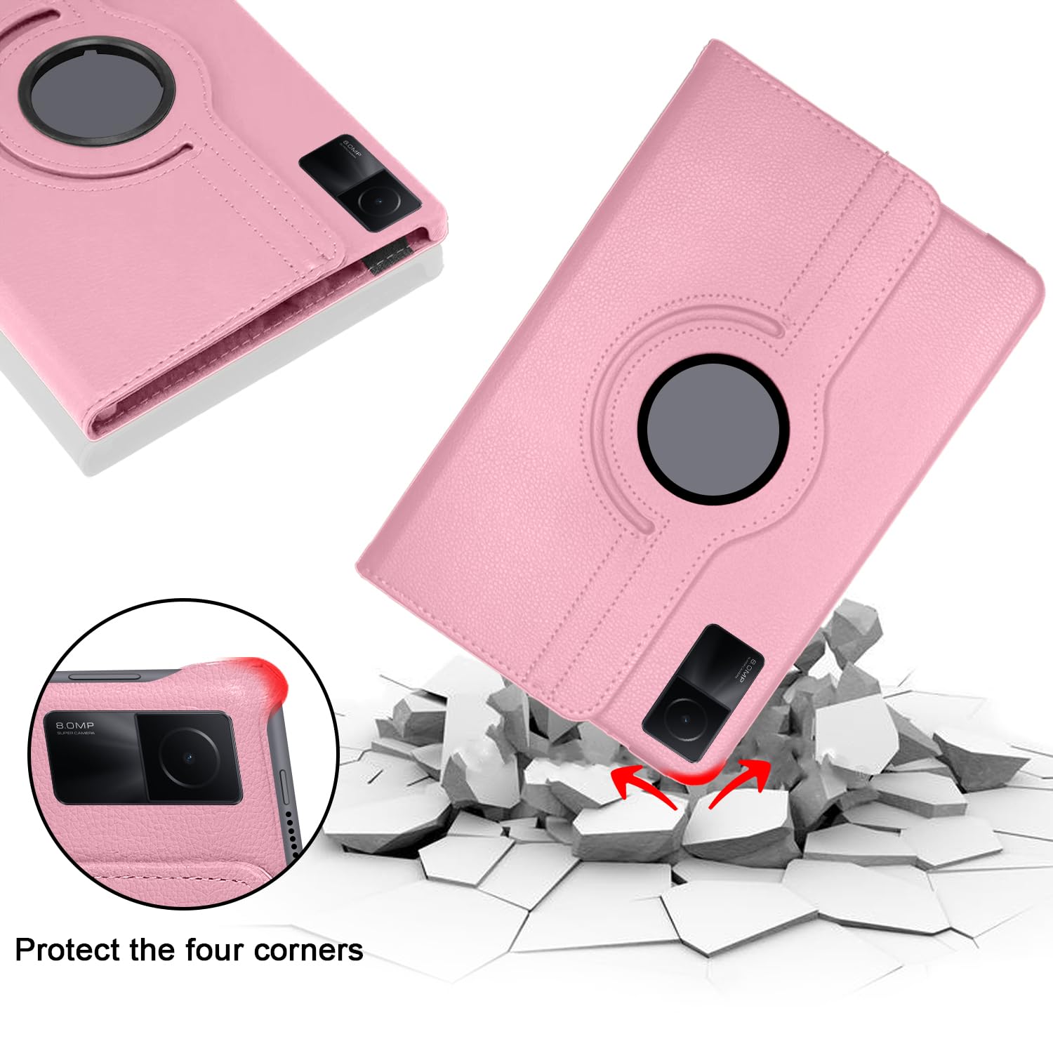 Xiaomi Redmi Pad 2 leren hoesje met patroonprint en standaardaard, met Xiaomi Redmi Pad 2 leren hoesje met patroonprint en standaardaard, met