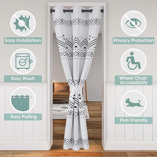 Miniatura 58 de HOMEIDEAS Cortinas de puerta para privacidad de puerta, cortina opaca para puerta de armario para dormitorio, cortinas con aislamiento con lazo