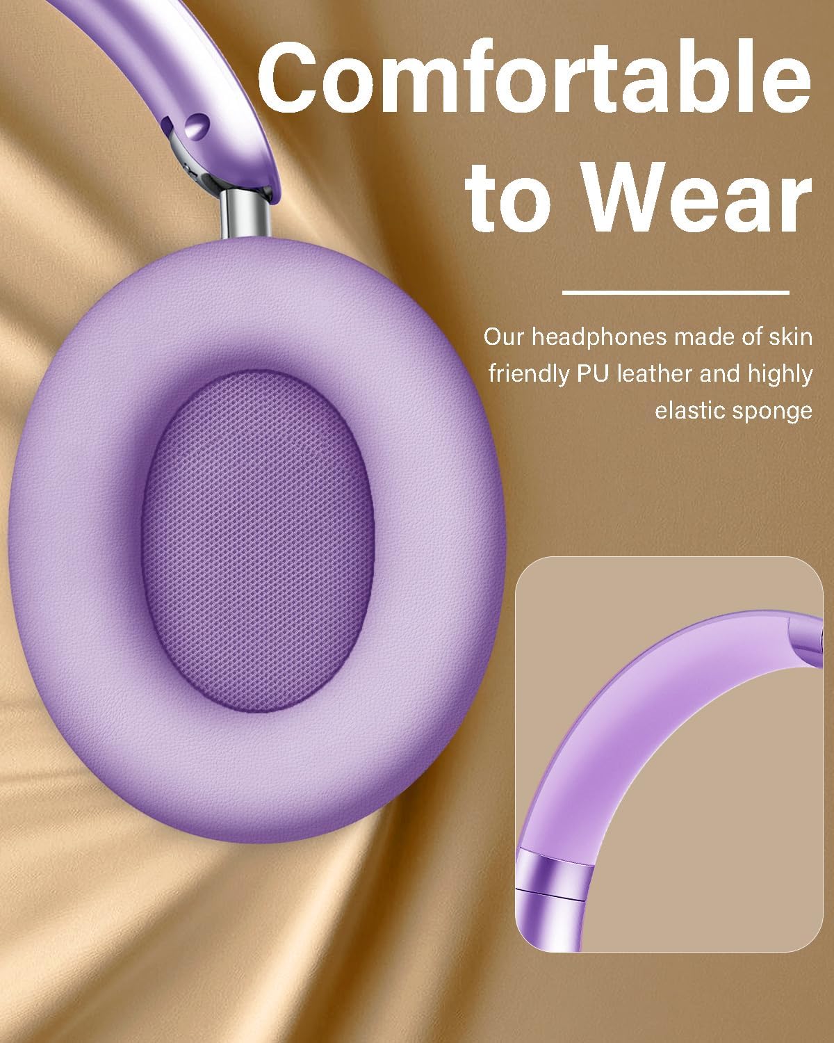 Wentronic Y05 Over-Ear Headphones – Hi-Res Sound, Active Noise Cancelling, Wireless Bluetooth 5.3, 48H Playtime, Premium Audio Comfort for Android, iOS & PC – Purple - Image 2