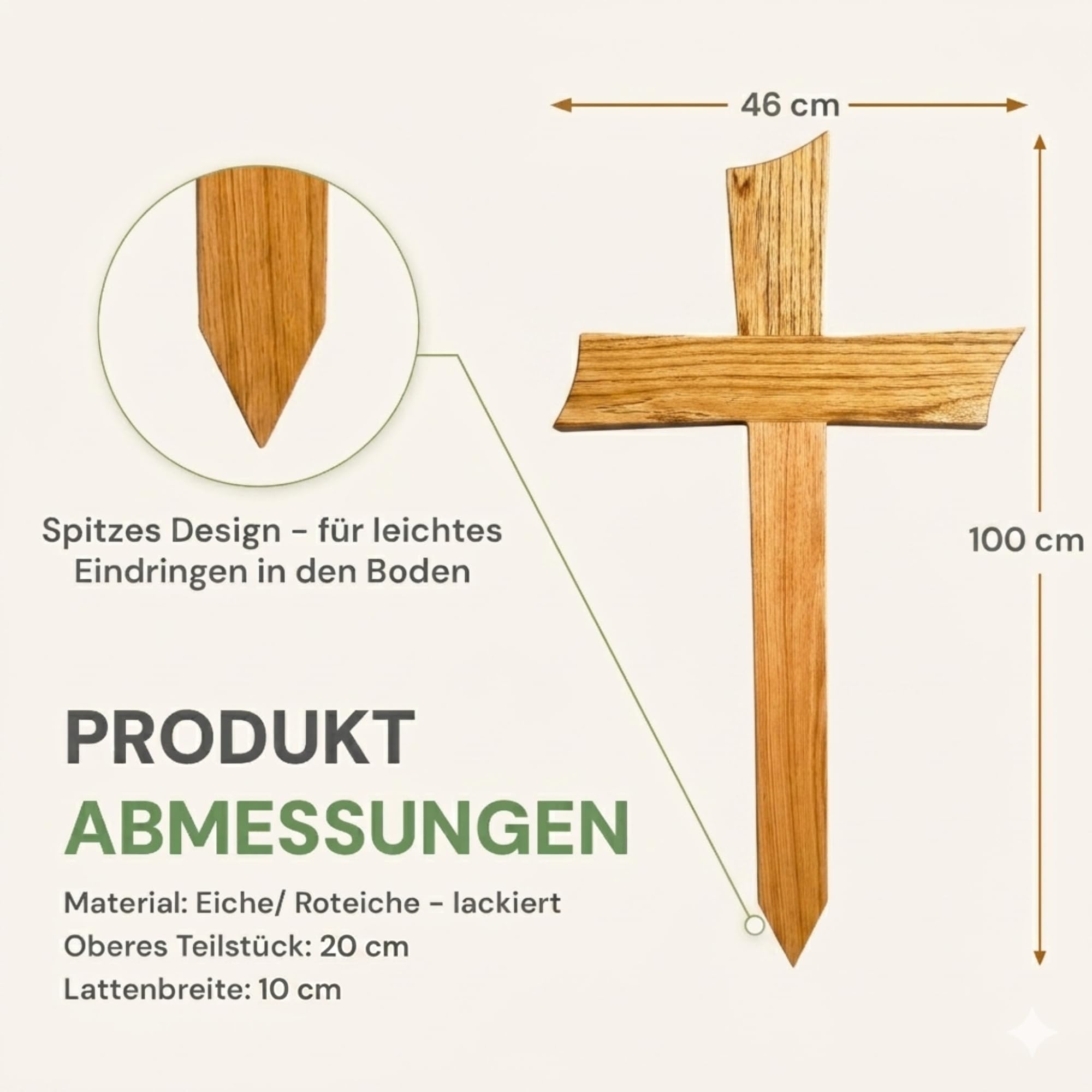 Urnenkreuz Premium 100 cm groß aus Holz mit personalisierter Beschriftung für Urnengrab – handgefertigt in Deutschland – hochwertiges Holzkreuz für Grab, Urne und Gedenkstätte – wetterfest