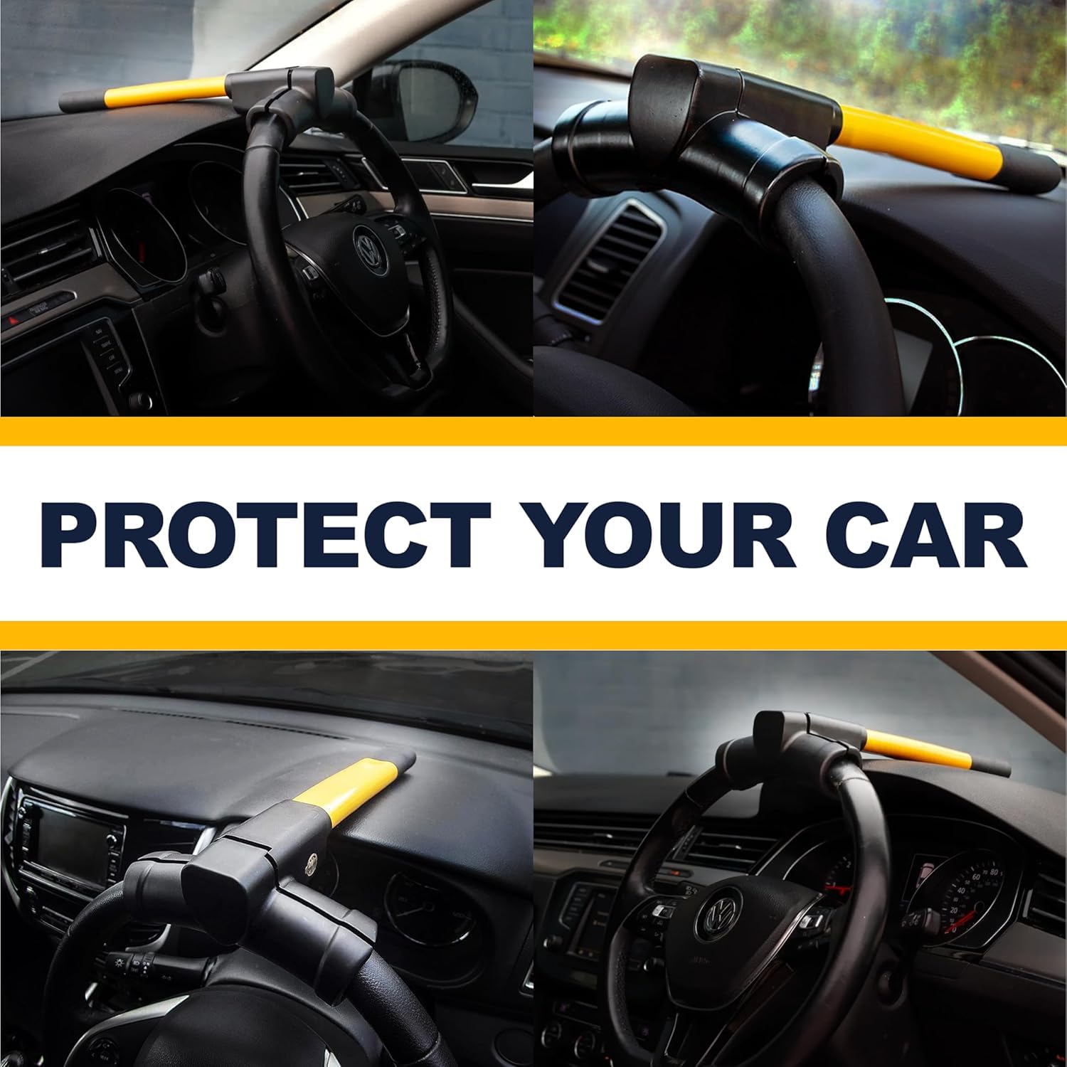 Bloccasterzo Auto Antifurto Meccanico a T, Blindosterzo Auto Universale con 2 Chiavi, Antifurto Auto Resistente per Furgoni Camper SUV Barche - Deterrente Visibile e Protezione Totale