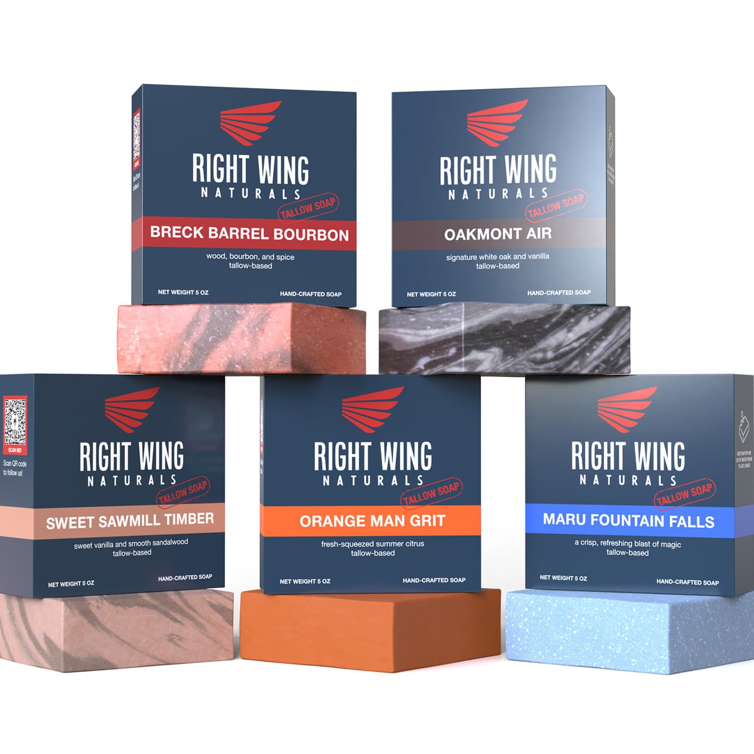 Right Wing Naturals Bar Soap Gift Set for Men | Handcrafted Cold-Pressed | Handmade Organic Soap for Men | Most Popular Flavors | Natural Scented Men’
