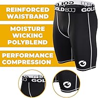 Vista 2 de Gold BJJ Pantalones cortos de compresión Jiu Jitsu - Capa base para agarre Gi y No-Gi - Short de artes marciales