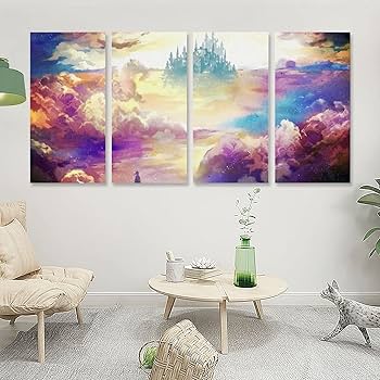 Amazon｜壁絵 カラフル世界 遥かな理想郷 インテリア おしゃれ