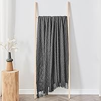 Vista 331 de inhand Knitted Throw Blankets for Couch and Bed, Soft Cozy Knit Blanket with Tassel, Black Lightweight Decorative Blankets and Throws, Farmhouse