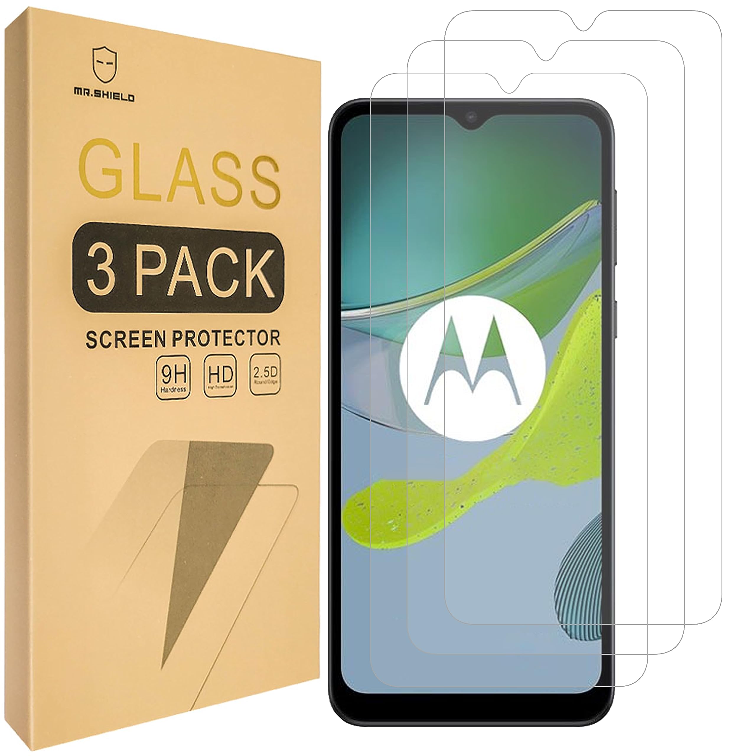 Mr.Shield Pellicola Protettiva In Vetro Temperato Per Motorola Moto E13 4G LTE, 3 Pezzi, 9H Durezza, Anti Graffio, Anti Impronta