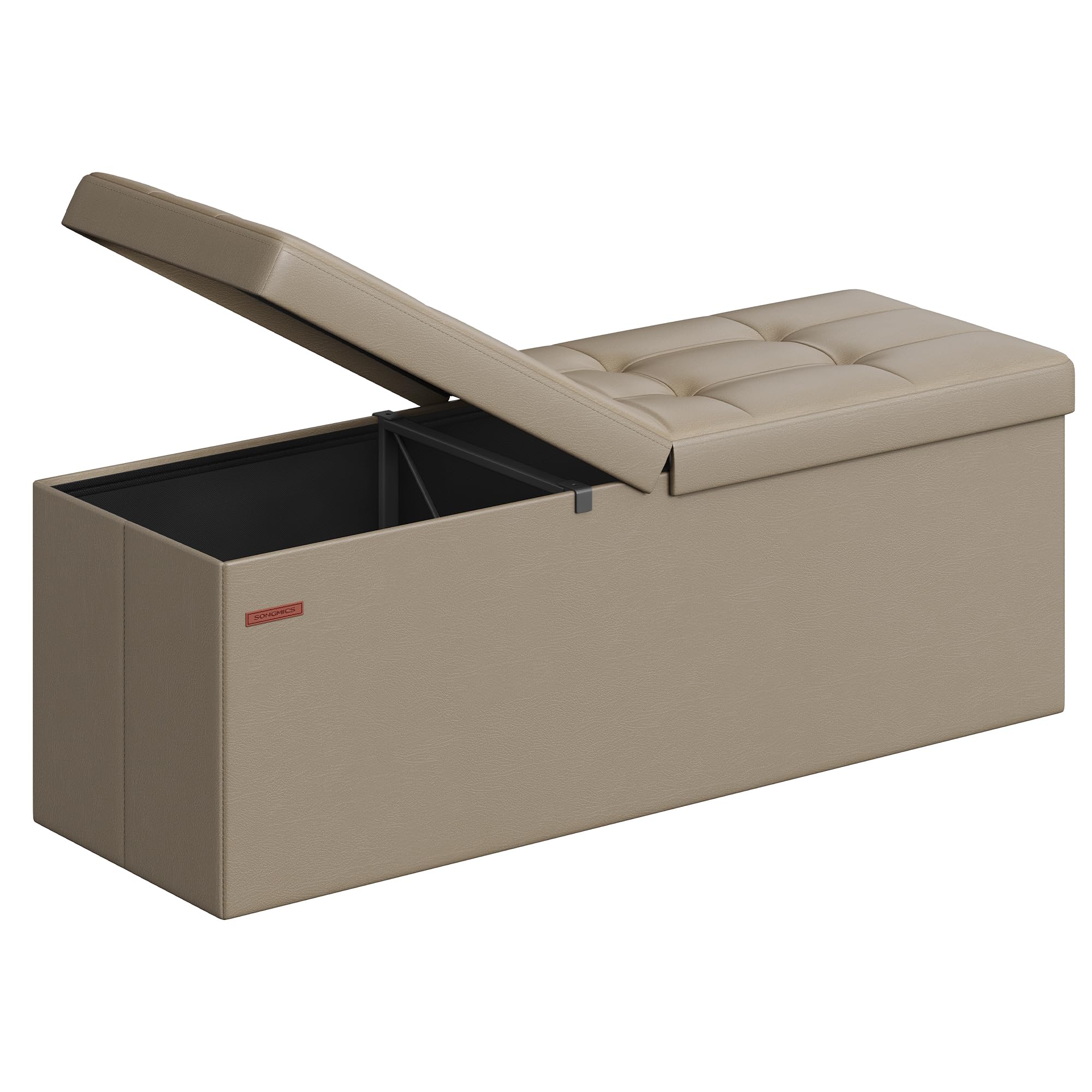 SONGMICS 43.3 Inches Folding Storage Ottoman Bench with Flipping Lid
