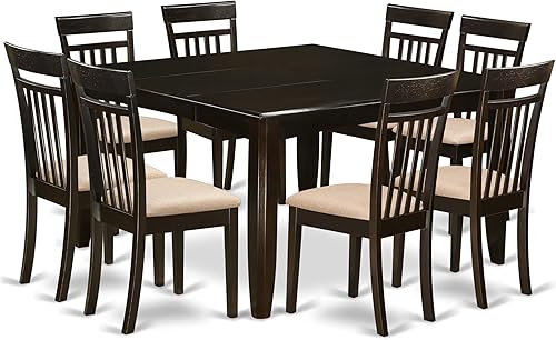 Miniatura 15 de East West Furniture PFCA7-CAP-W - Juego de mesa de comedor moderno de 7 piezas que consta de una mesa cuadrada de madera con hoja de mariposa y 6