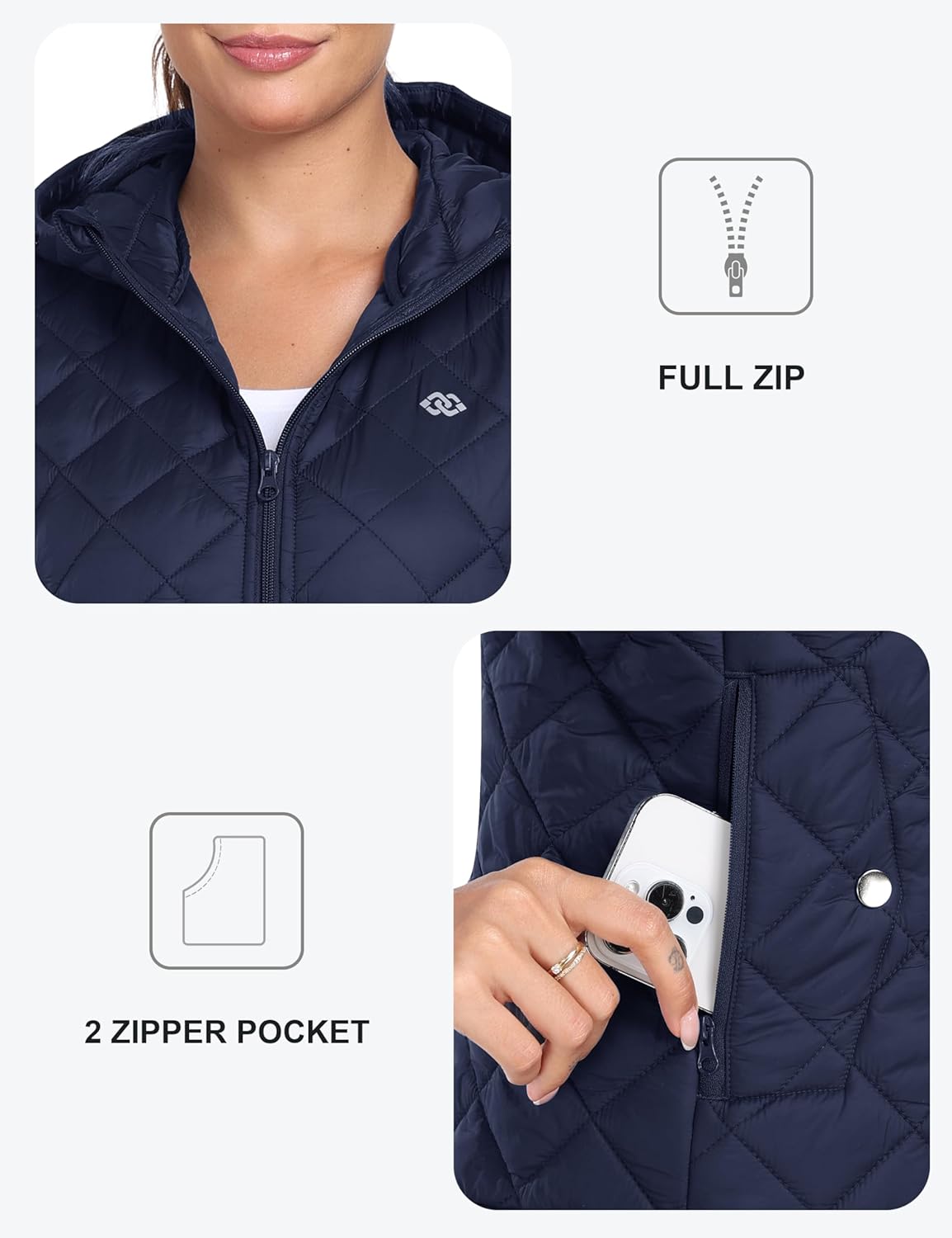 MoFiz Women's Puffer Vest Hooded Running Vests Sleeveless Lightweight Jacket Fall Winter - Image 4