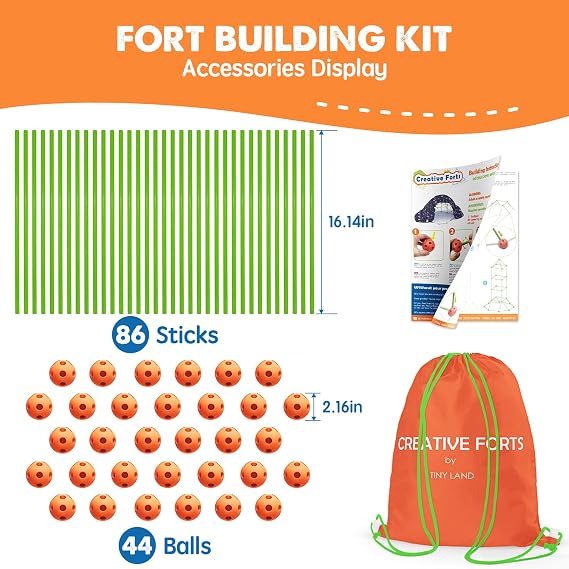Tiny Land Fort Building Kit for Kids Ages 4-12, STEM Building Toy