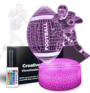 Football Gifts for Sport Fan,3D Football Bedside Lamp 16 Color Change Decor Night Light with Remote and Smart Touch,Gifts for Christmas Birthday for Boys Girls