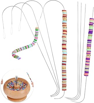 4Pcs Bead Spinner Needles Big Eye Beading Needles Stainless Bead Needle,Bead Needles for Jewelry Making Bracelet Necklace Jewelry Making Needle