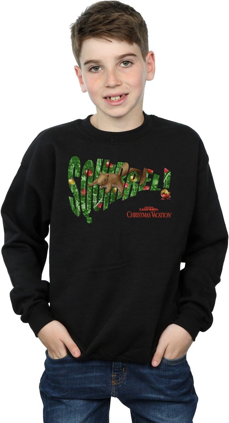 National Lampoon's Christmas Vacation Boys Squirrel Tree Sweatshirt 9-11 Years Black
