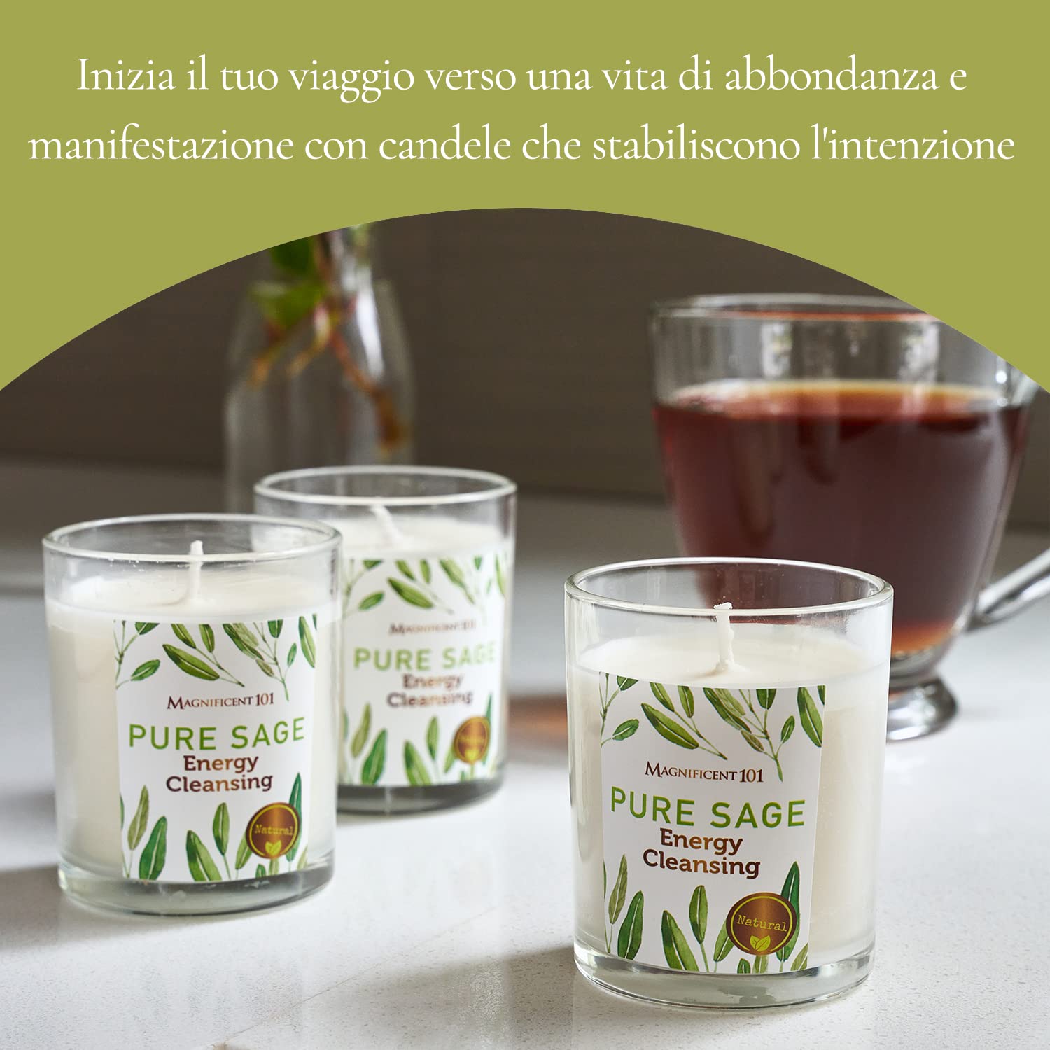 Candela Magnificent 101 - Cera Di Soia Naturale Con Oli Essenziali, 6oz, 35 Ore Di Durata - Foto 12