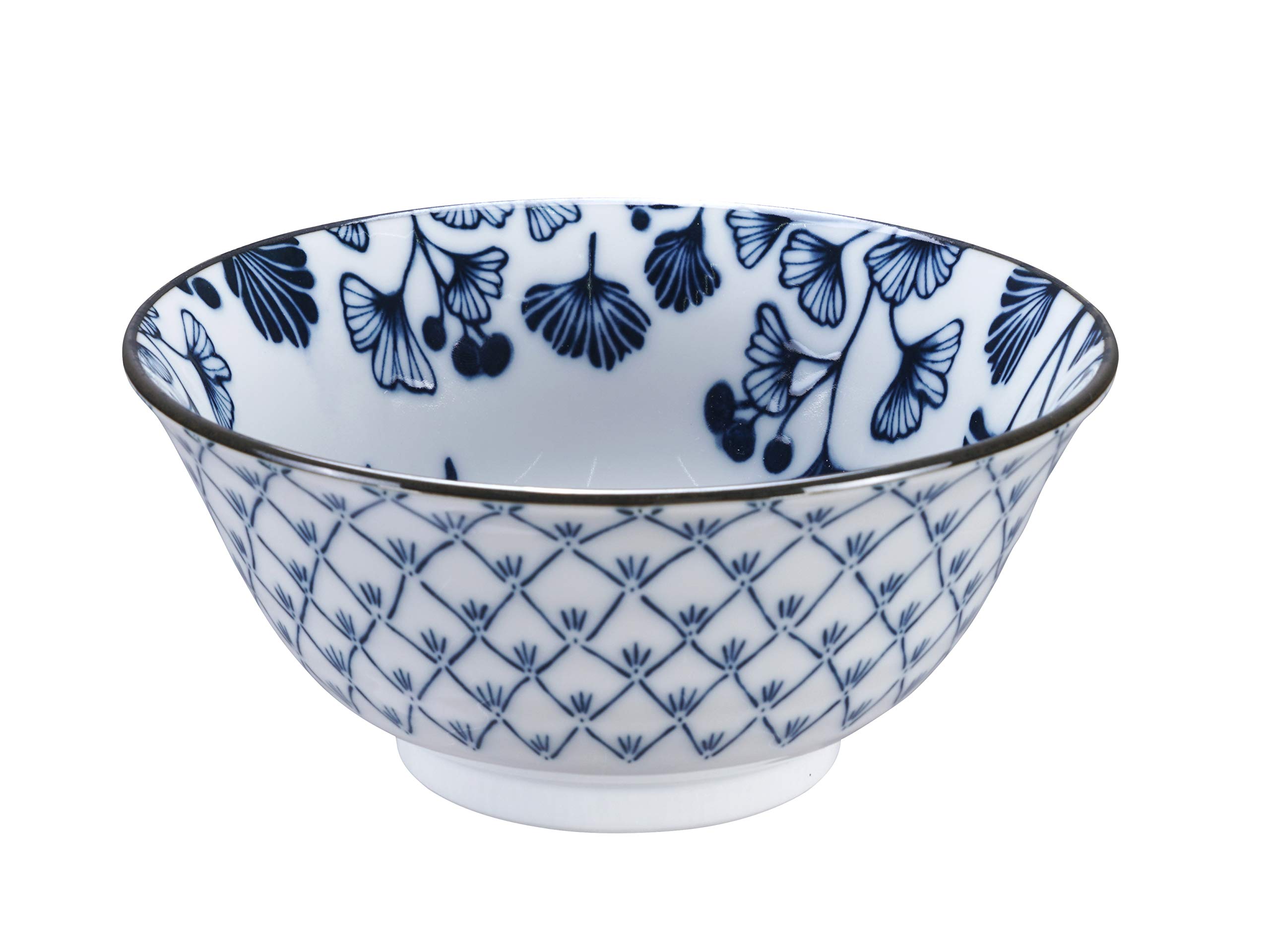 TOKYO design studio Flora Japonica 4-er Schalen-Set blau-weiß, Ø 14,8 cm, 7 cm hoch, ca. 500 ml, asiatisches Porzellan, Japanisches Blumen-Design, inkl. Geschenk-Verpackung