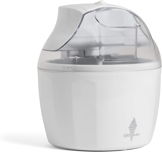 Sensio Home Ice Cream Maker Machine - Gelato Sorbet Frozen Yoghurt Machine Detachable Mixing Paddle - Easy to Operate - Make Delicious Ice Cream in 20 Minutes (White)