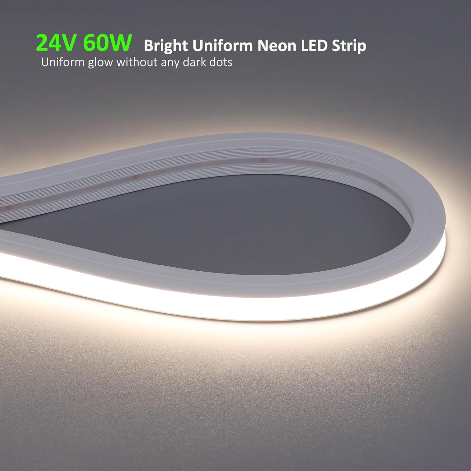 JOYLIT Bright LED Neon Rope Light 4000K Natural White 10 x 10MM 16.4FT, 24V 60W Outdoor Waterproof Neon LED Strip Lights 168LED/M Uniform Glow Dotless, Flexible Cuttable Neon Light for Boat, RV, Patio