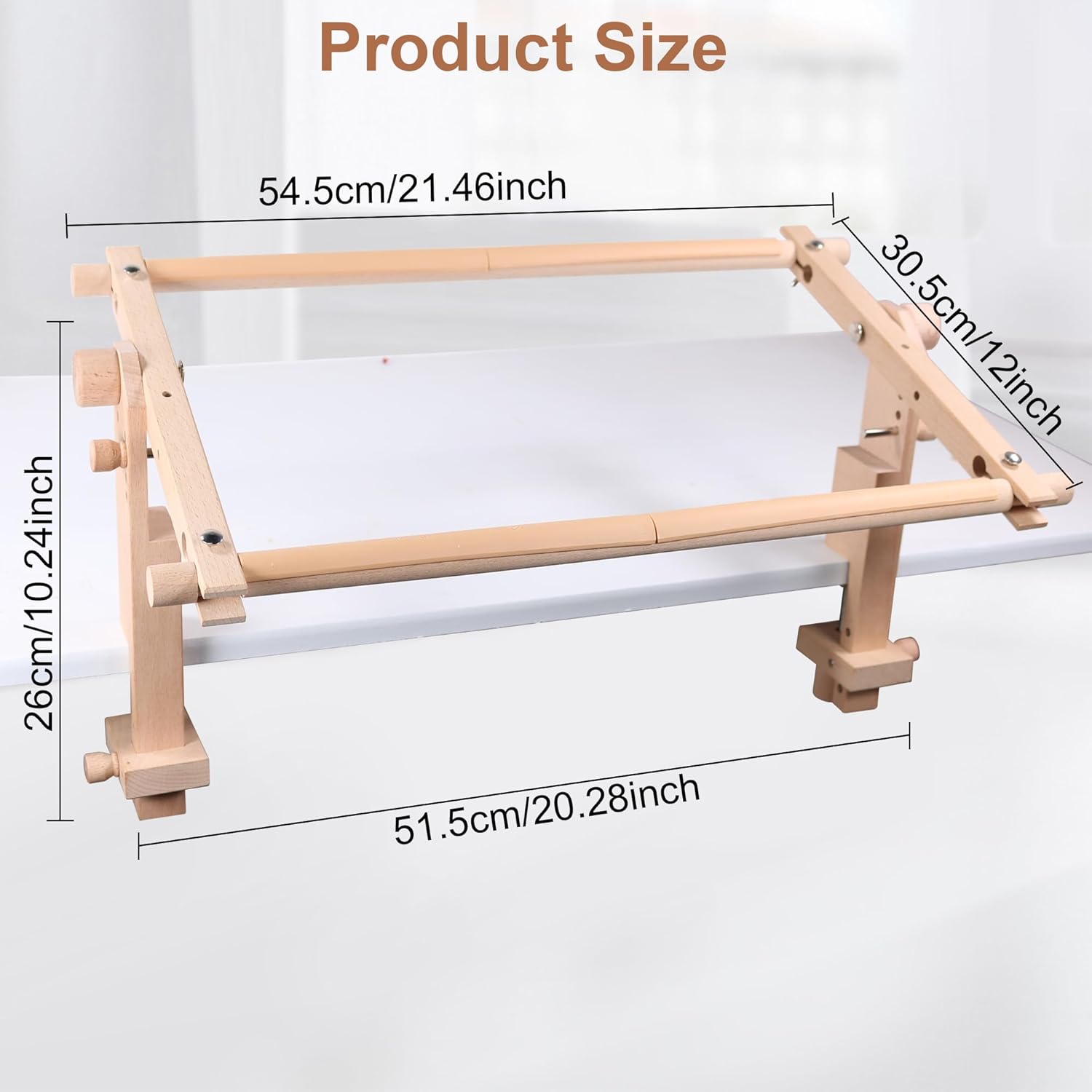 Simple Embroidery Frame and Embroidery Holder Combo Set，Beech Wood Fixable Desktop Cross Stitch Scroll Frame, Quilting Frames, Stitching Frame for Sewing, Cross Stitch, Needlepoint Holder