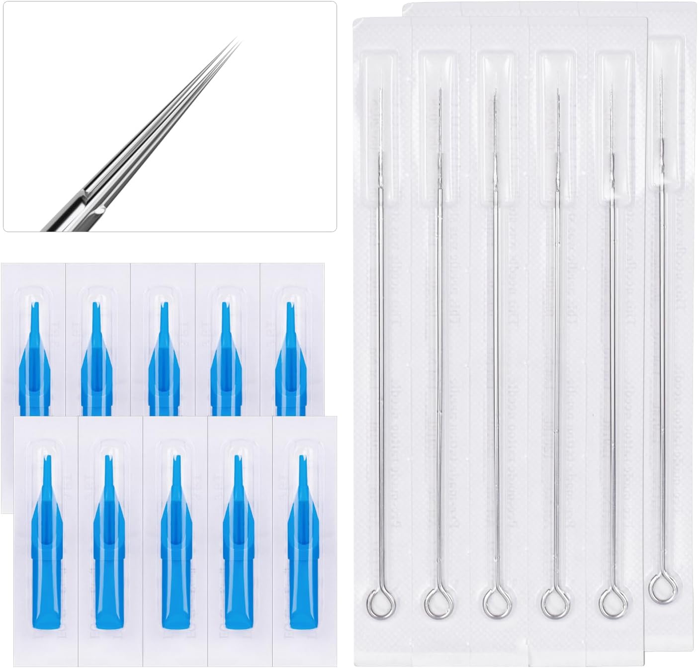 10pcs Tattoo Needles 3RL 10pcs tips 3RT Disposable Medical Tattoo Needles Set Steel for Machines Gun Liner Shader(3RL + 3RT)