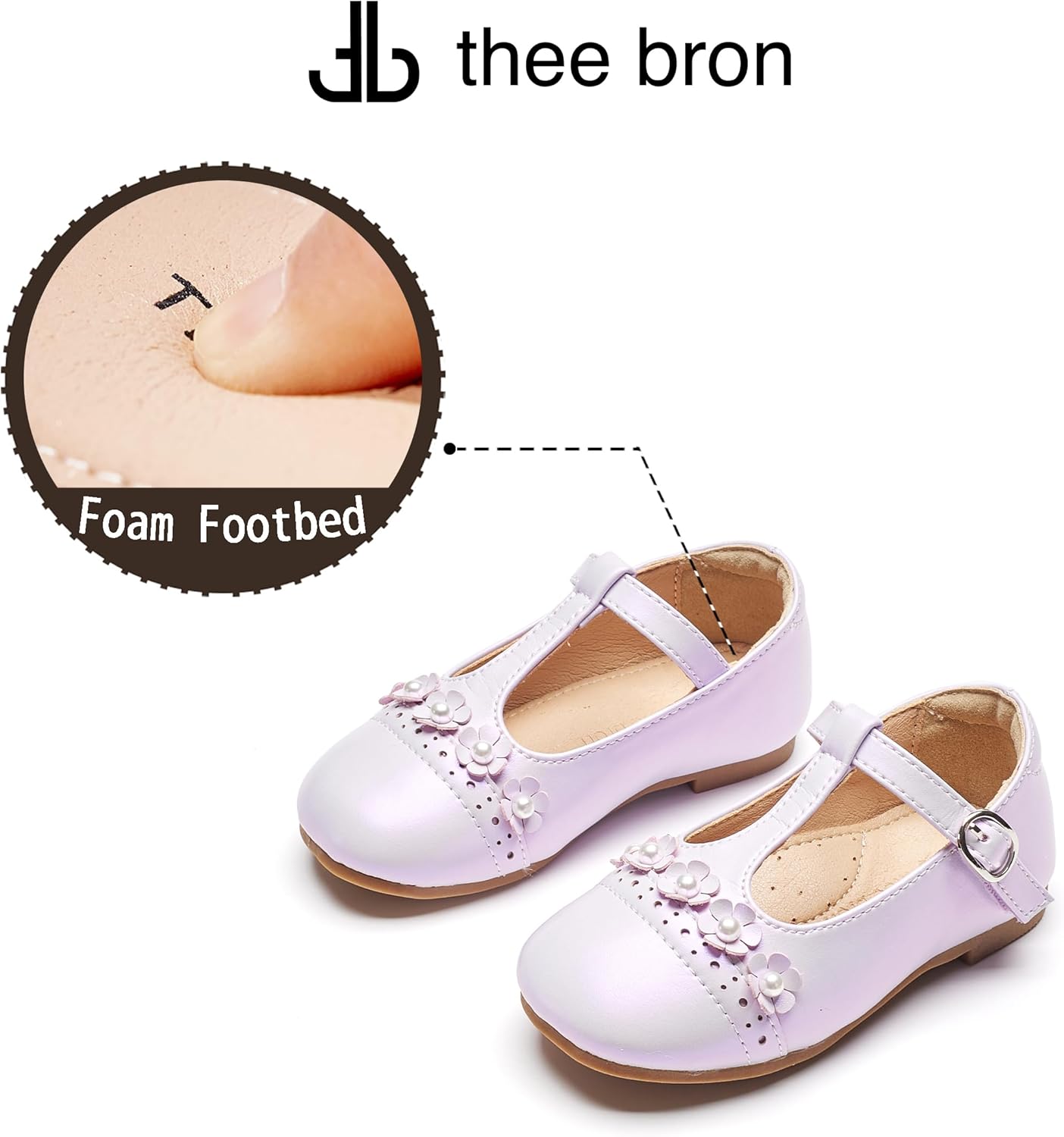 THEE BRON Girls T-Strap Shoes | Square Toe for Wide Feet | Party & Dress Toddler Kid - Image 7