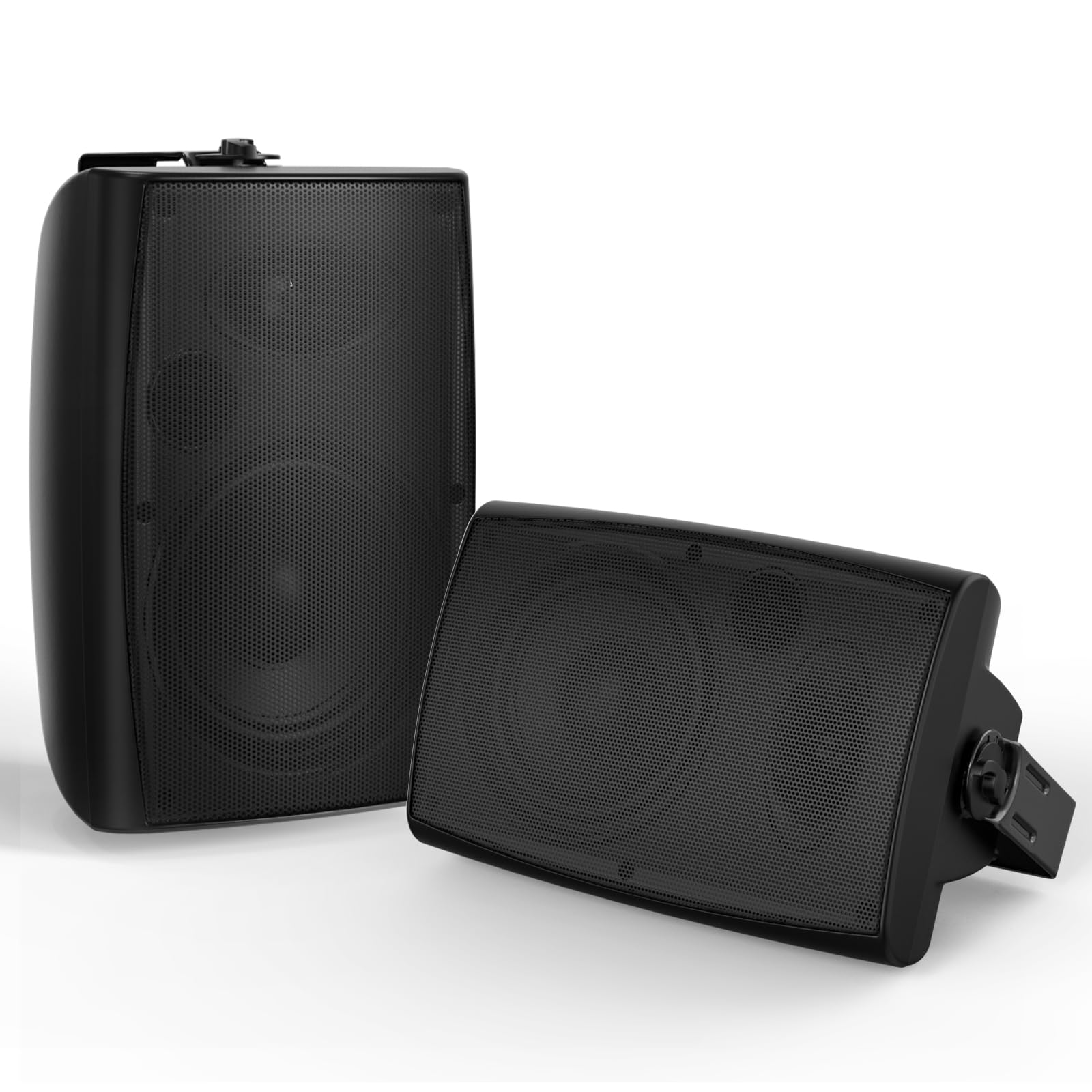 STUDIOFINIX 8-Zoll 600W Outdoor-Bluetooth-Lautsprecher, wasserdicht/kabelgebunden, wandmontierbar für Terrassen, Häuser, Poolbereiche, Decks, Hinterhöfe (Paar, schwarz)