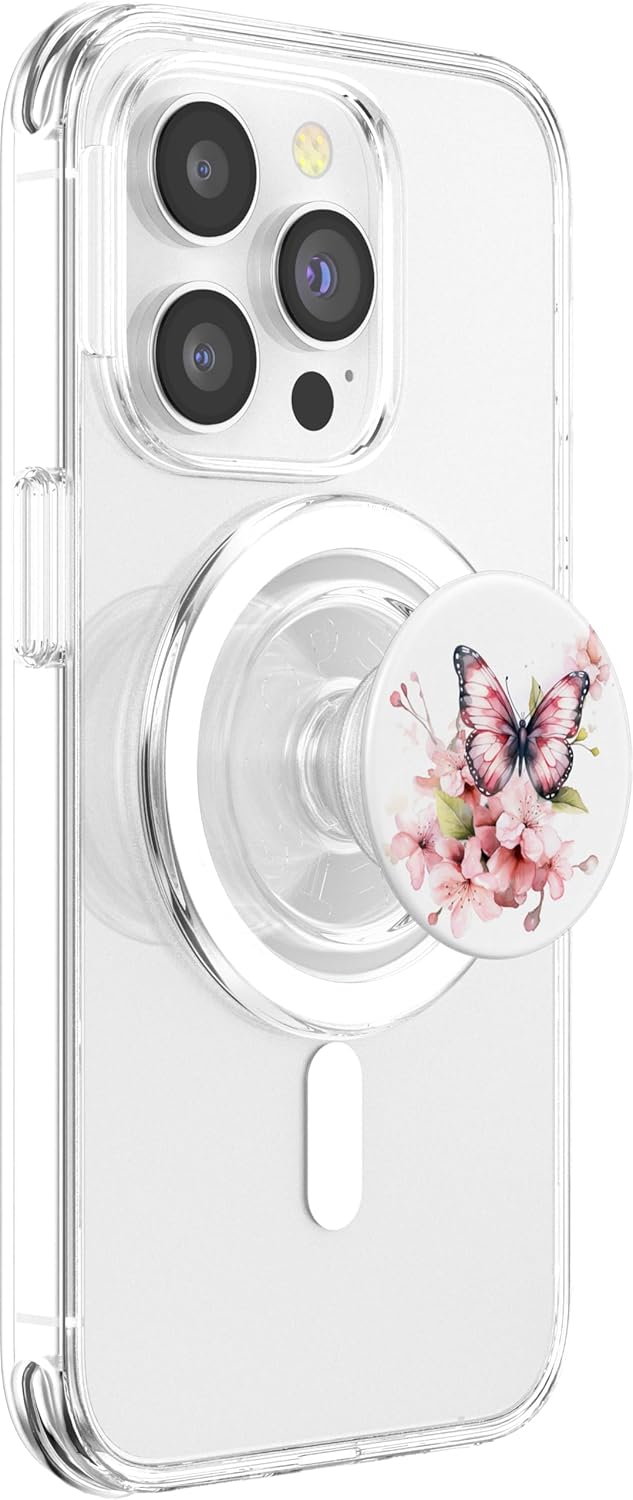 Pink Butterfly PopSockets PopGrip for MagSafe