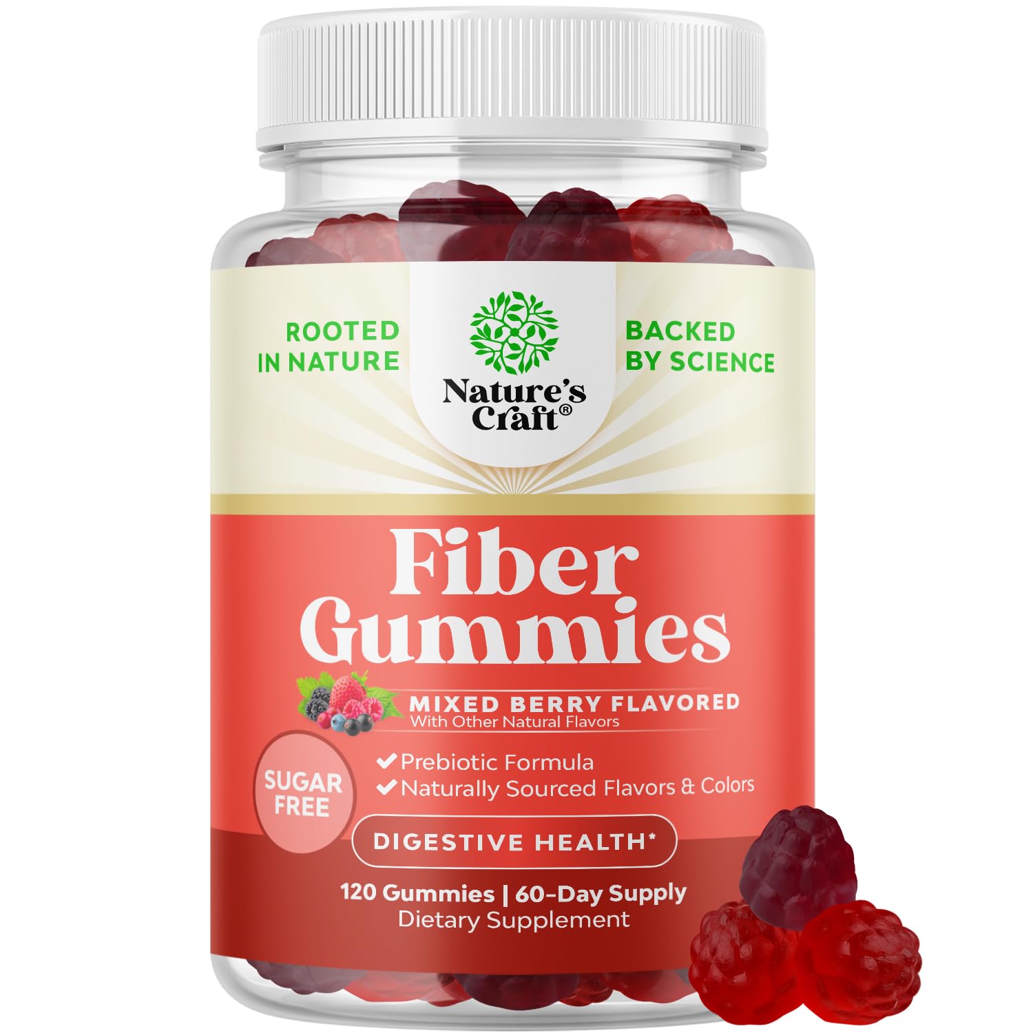 Fiber Gummies for Adults - Chicory Root Supplement with Prebiotic Support for Gut & Digestive Health - Soluble Digestion Capsules for Stomach Regulation & Immune Aid - Sugar Free & Vegan - 120 CountFiber Gummies for Adults - Chicory Root Supplement…