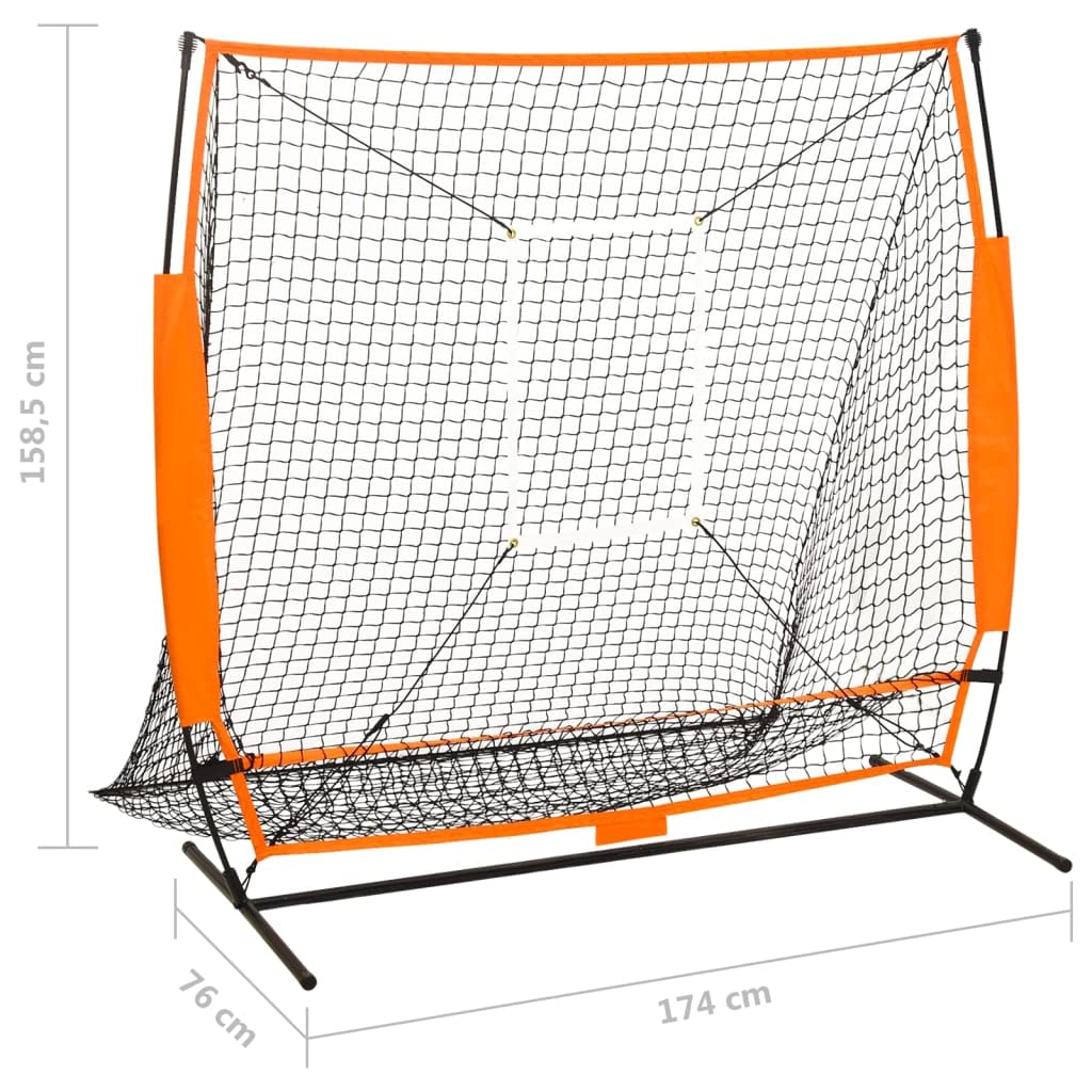 Rete per esercizi multisport, baseball, nera, 174 x 76 x 158,5 cm, con zona di impatto per allenamento all'aperto e interno, stabile rete con telaio in acciaio, custodia inclusa