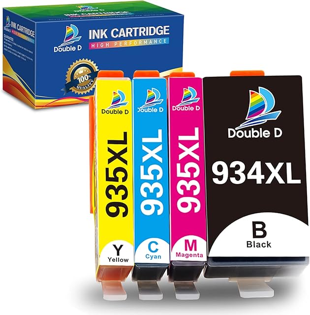 DOUBLE D 934XL 935XL Ink Cartridges Replacement for 934XL 935XL 934 935 Ink,Work for Officejet Pro 6230 6830 6835, Officejet 6220 6812 6815 6820 (1BK 1C 1M 1Y) 4 Pack