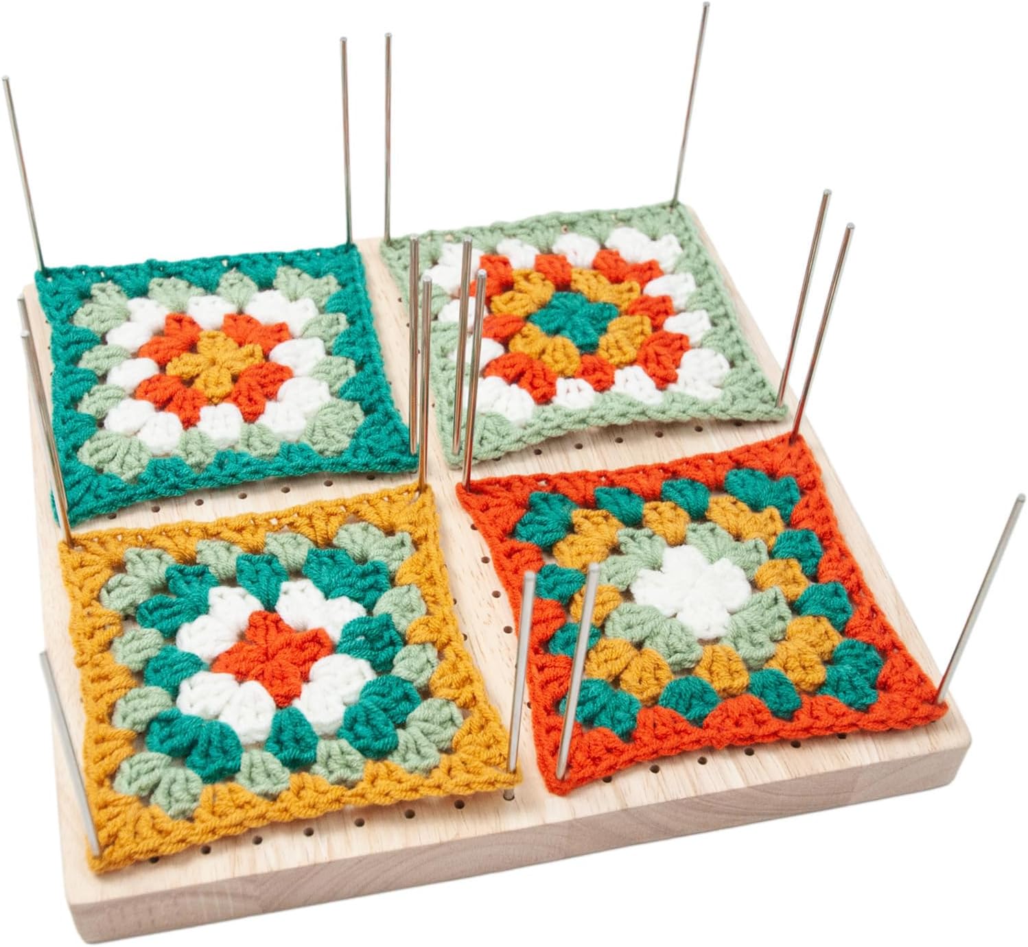 Crochet Blocking Board Large, Granny Square Blocking Board 10 inch, Wooden Crochet Blocking Board and 25 Pins, Blocking Boards for Crochet and Knitting Project/2516