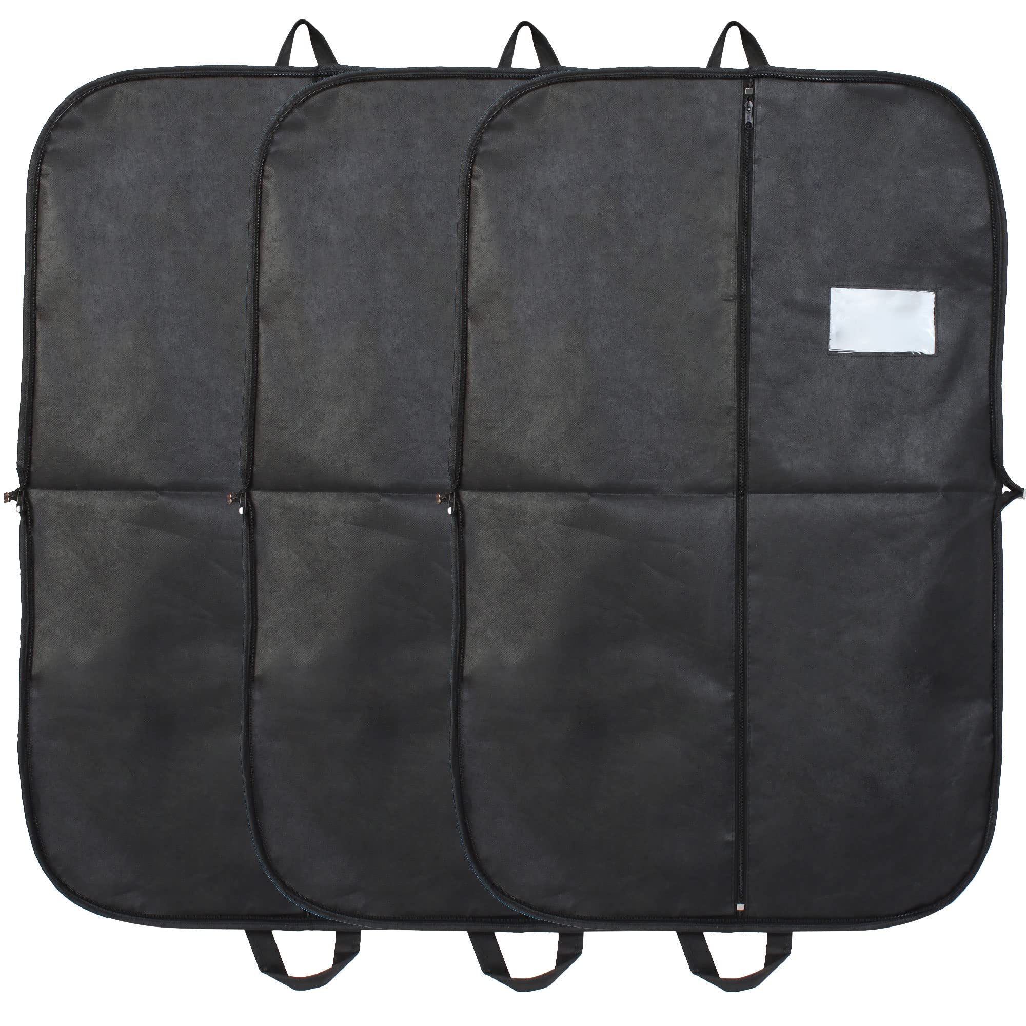 Navani Black Designer, Non Woven, Foldable, Suit, Coat, Blazer Cover for Men Women Full Length Zipper, Top Hole for Hanger, Dust Cover - 3 Nos.