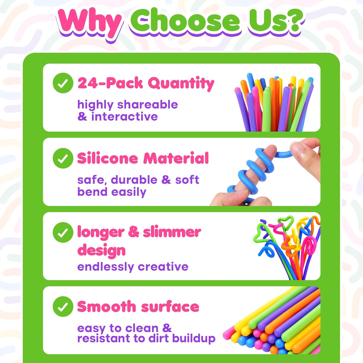 24pcs Creative Fidget Sticks & 24pcs Fidget Rings