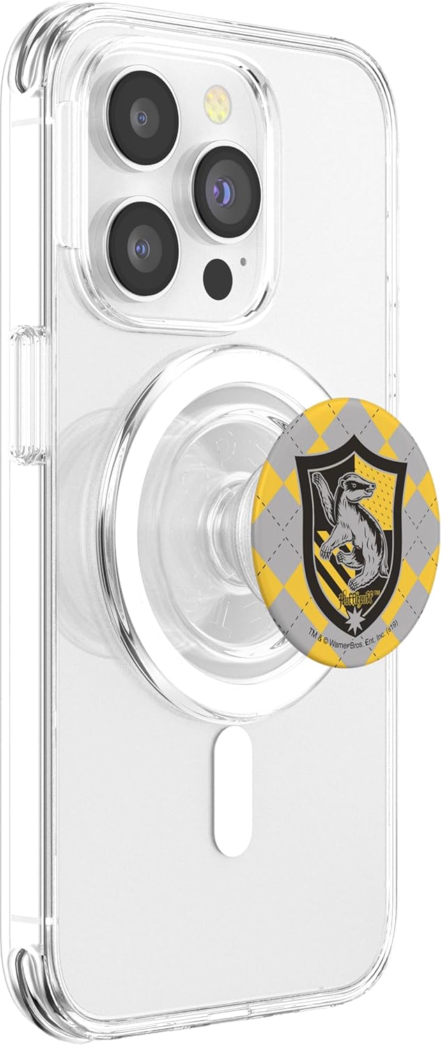 Wizarding World Harry Potter Hufflepuff Plaid Sigil PopSocket PopGrip for MagSafe Compatible iPhones