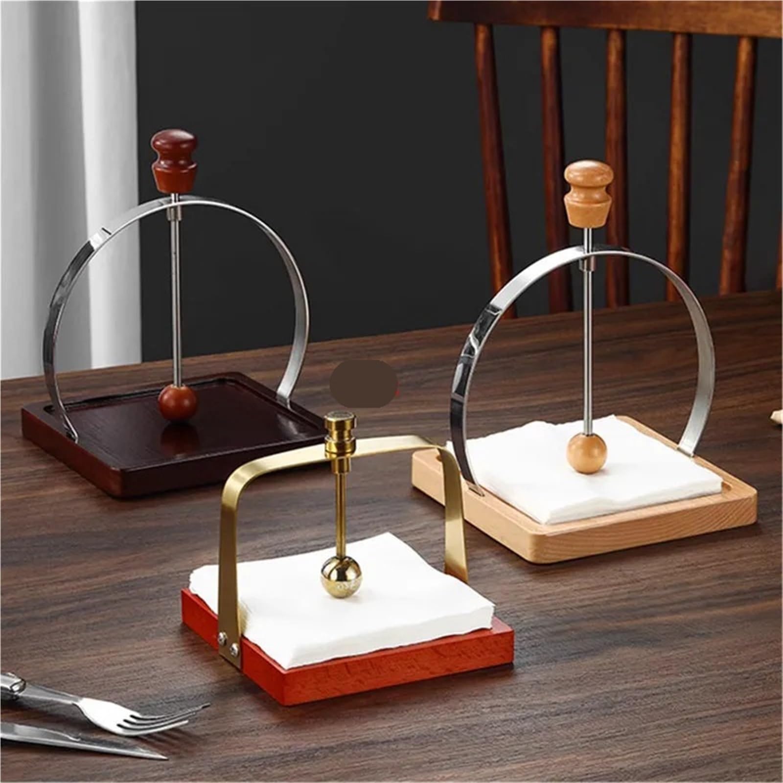 Soporte de pañuelos for Hotel, restaurante occidental, soporte papel for servilletas, servilletero mesa madera maciza, Clip for caja for tienda Sushi y café para Cocina(Brown)