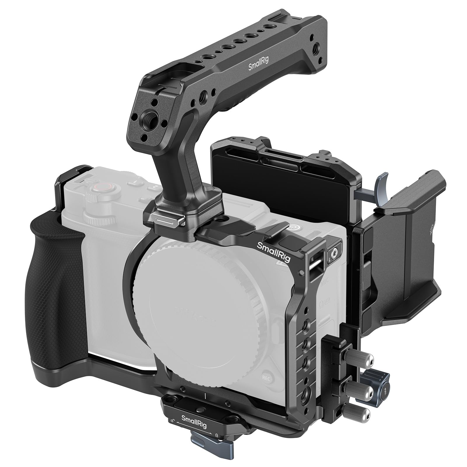 SMALLRIG Kit de Cage HawkLock pour Nikon ZR, Plaque de Batterie à Monture V, Poignée Supérieure, Serre-câble HDMI, Système de Fixation Rapide Intégré pour Arca - 6113