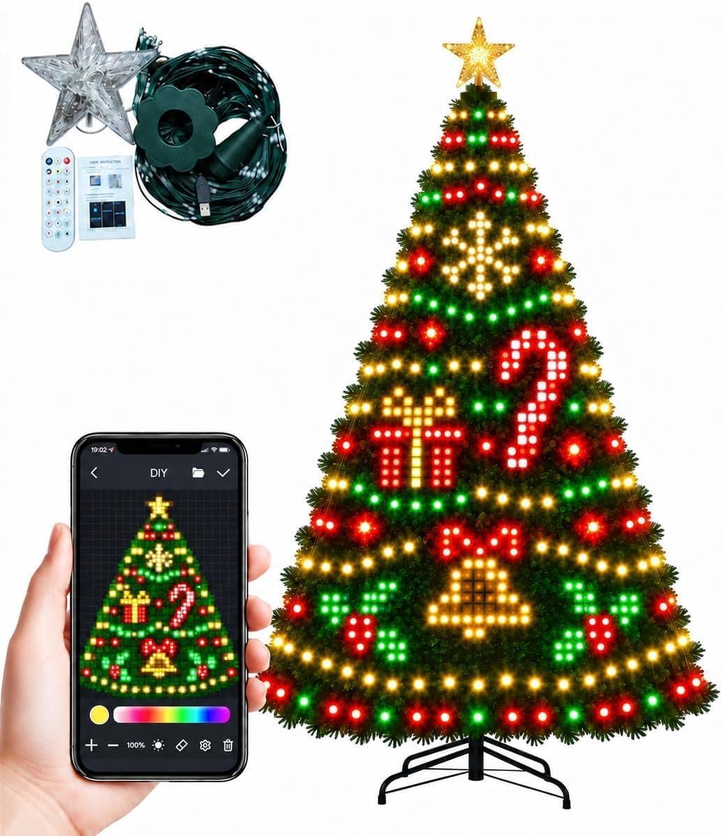 Smart Animated Christmas Tree Lights, App-Controlled DIY Animations