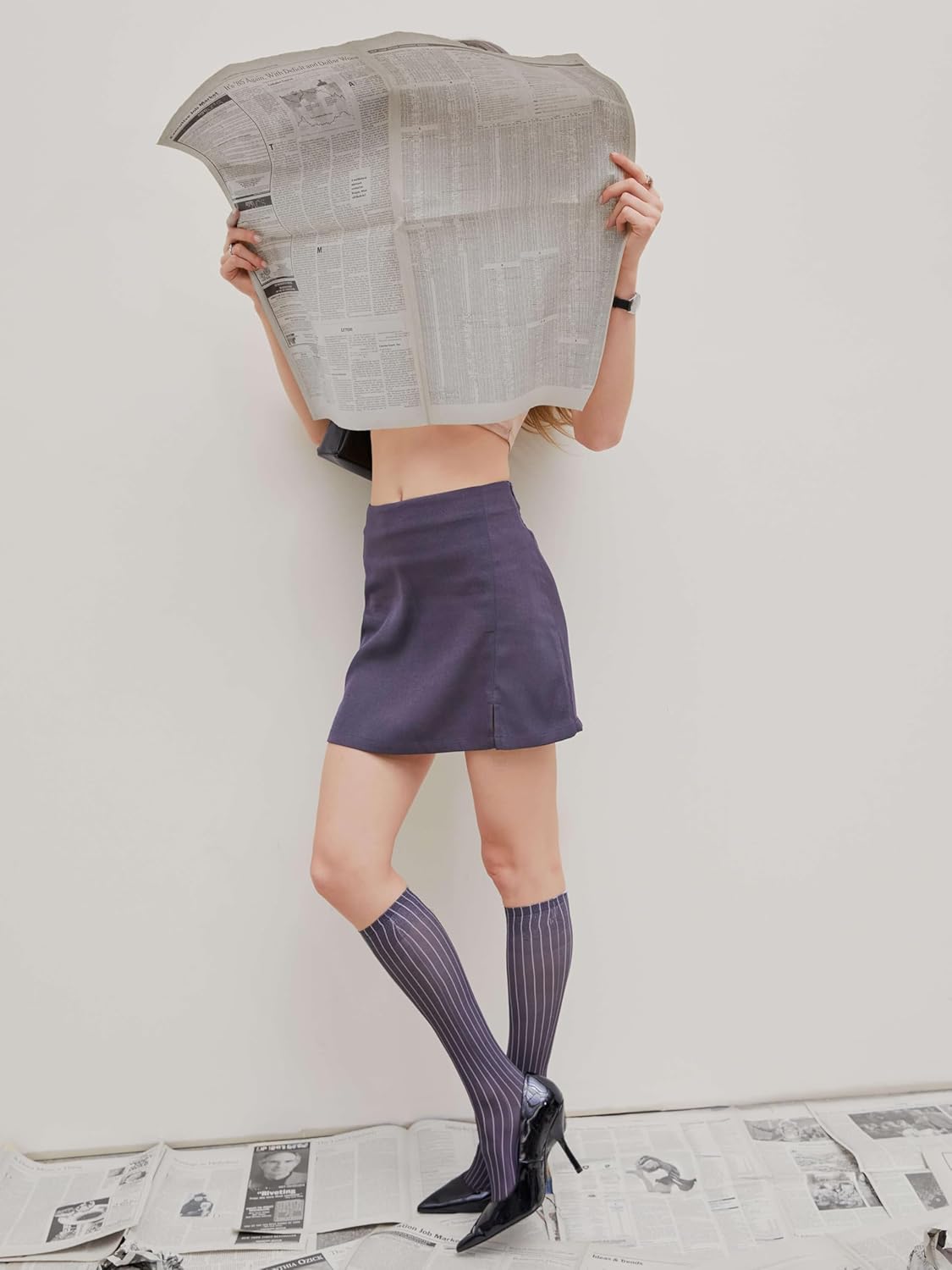 Cider Mini Skirt High Waist Zip Up Split Bodycon Fitted Party A Line Skirt - Image 3