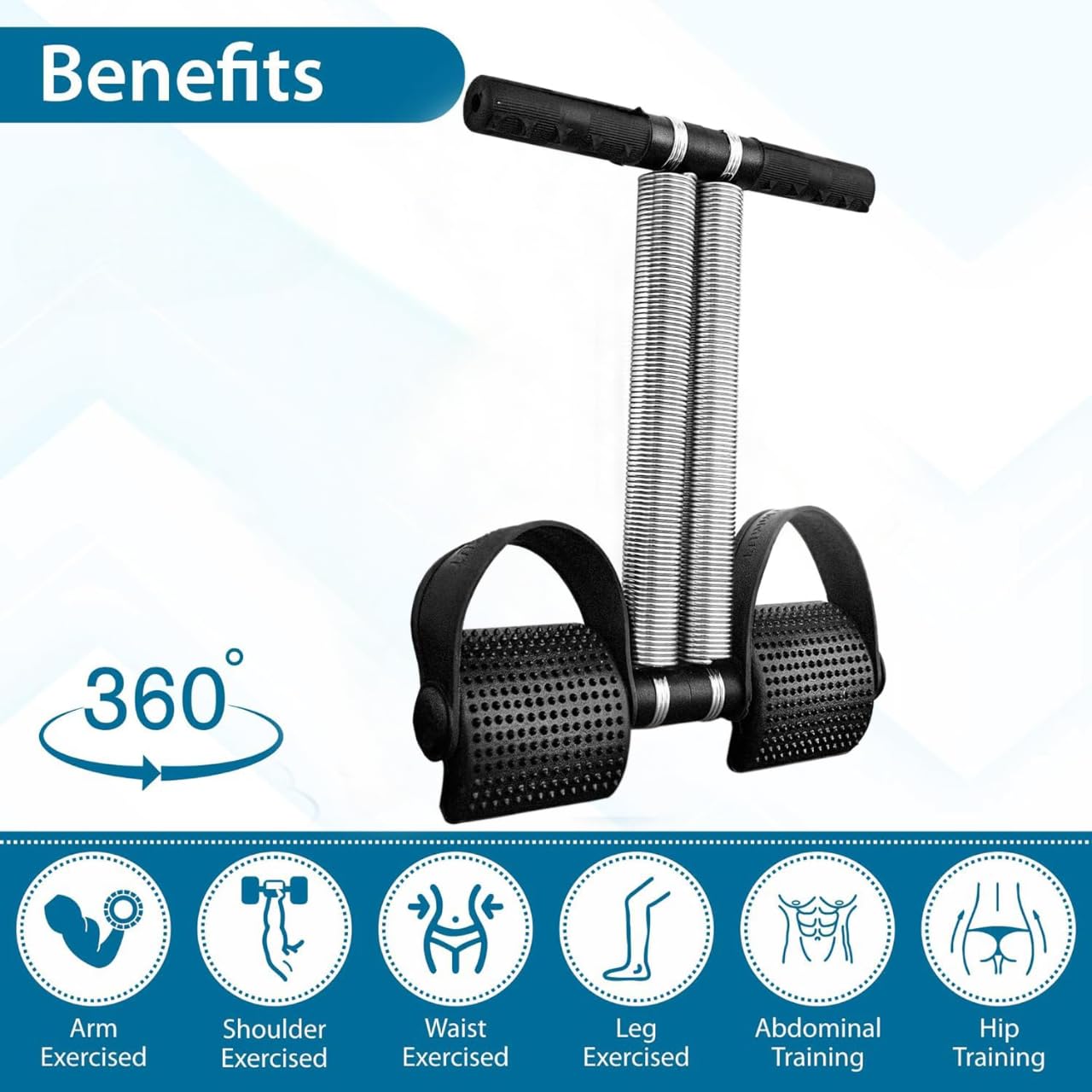 Shopeleven Professional Highly Elastic Steel Double Spring | Multipurpose Tummy Trimmer Ab Exerciser | Waist Exerciser | Abdominal Workout for Men & Women | belly fat exercise | Tummy fat burner | Home Gym Workout Equipment | Fitness Accessories (Pack of 1) Black 1