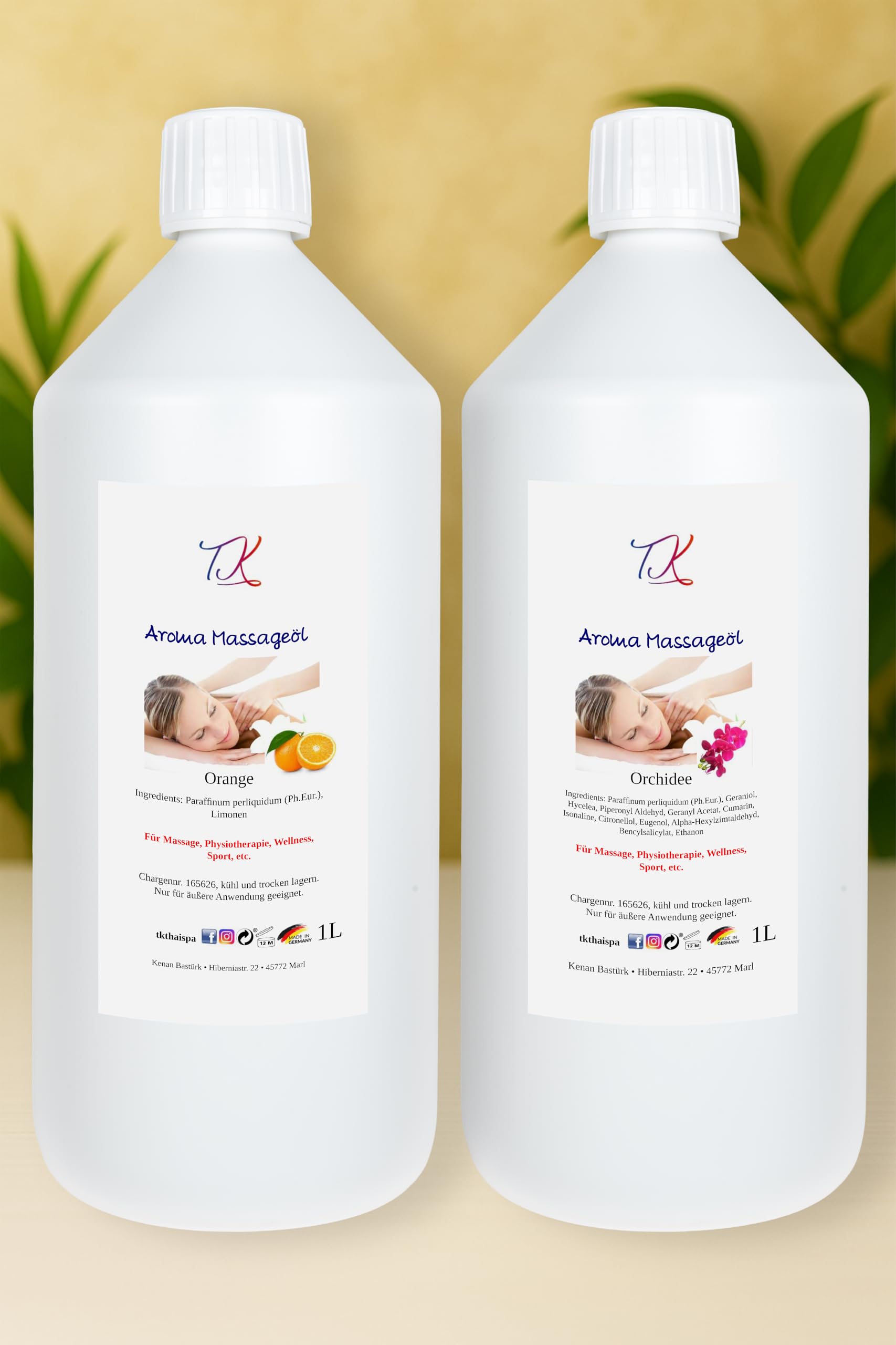 Aceite de masaje aromático para masajes, fisioterapia, bienestar y mucho más, grado medicinal (1l, orquídea)