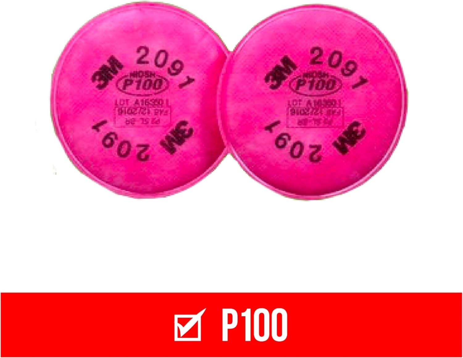3M particulate filters P100 #2091/07000 , Pink, One Size, 2 Count image 2
