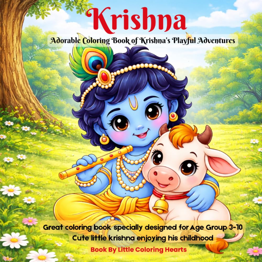 Krishna: Adorable Coloring Book of Krishna’s Playful Adventures (Great for kids and adults)