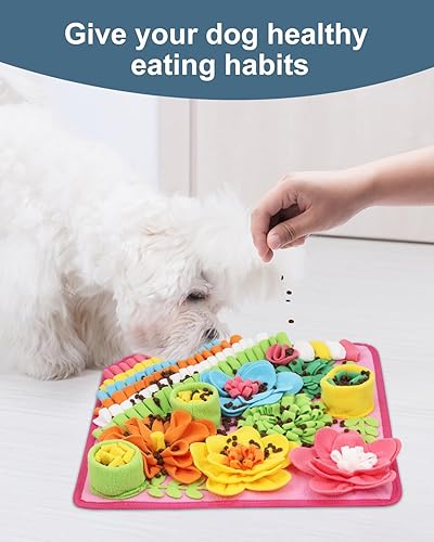 Miniatura 9 de Tapete de olfateo para perros, gatos, conejos, tapete de alimentación de golosinas para mascotas, 15.4 x 15.4 pulgadas para pequeños y medianos