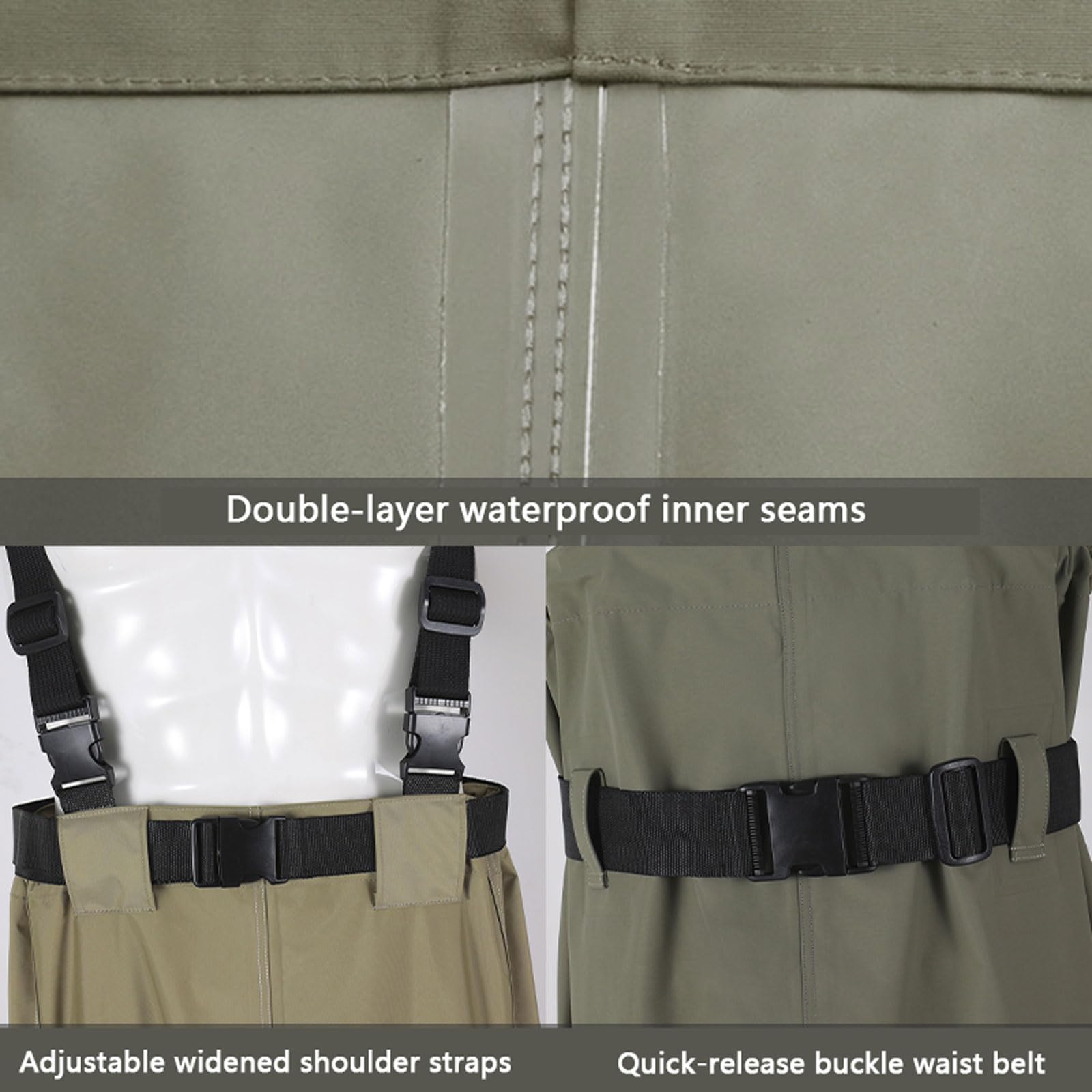 Waders Scafandro da Pesca per Uomini e Donne,Pantaloni Da Pescatore In Vita con Stivali da Pesca,Antiscivolo Traspirante Waders Scafandro con Tracolla Regolabile,per Pesca,Caccia e Agricoltura
