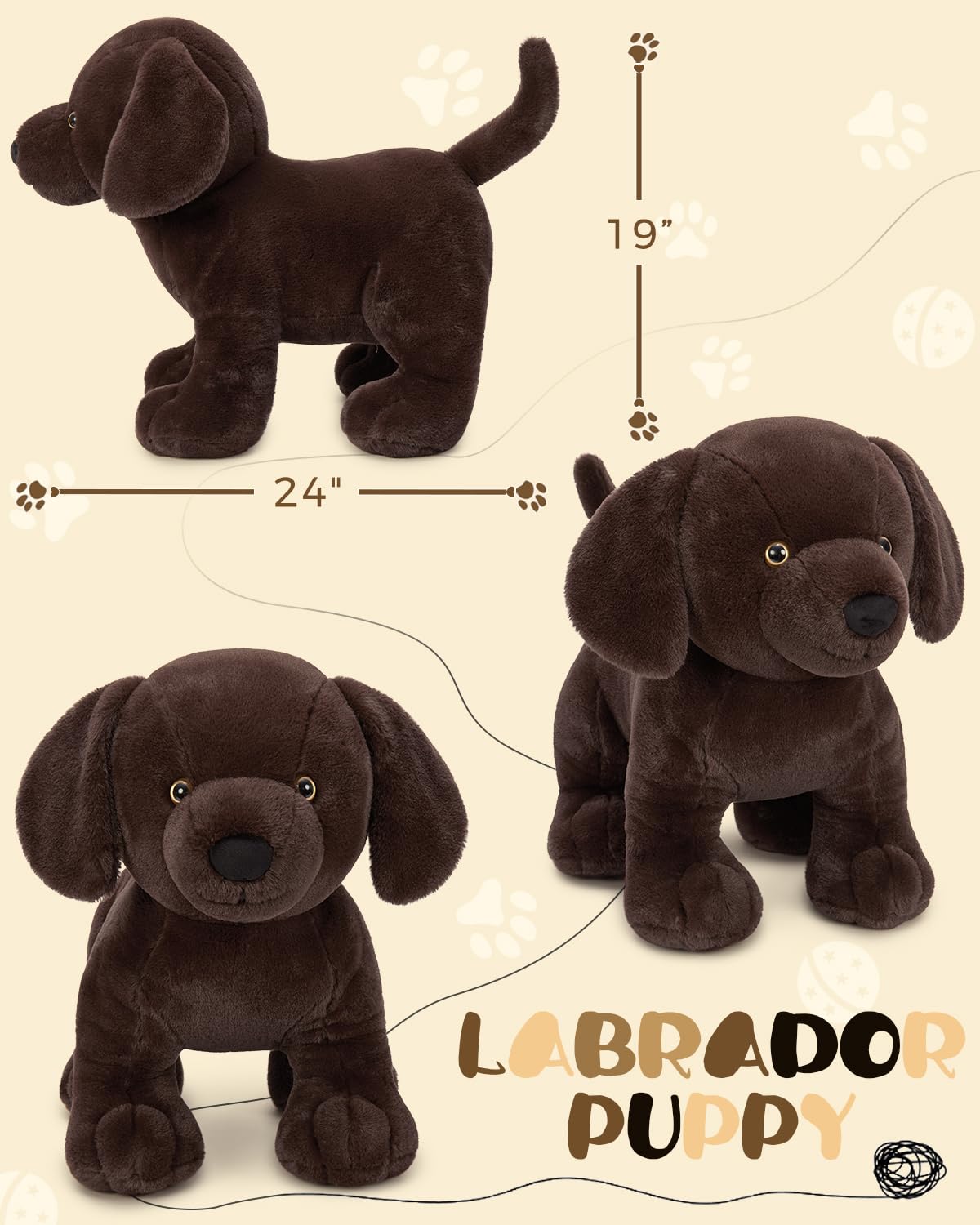 MaoGoLan Giant Chocolate Lab - Peluche da 61 cm