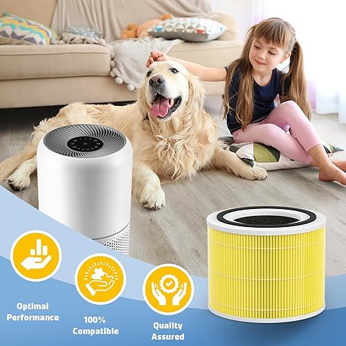 Miniatura 4 de Core 300 - Filtro de repuesto compatible con Levoit Core 300, Core 300S, Part# Core 300-RF-PA, paquete de 2, amarillo