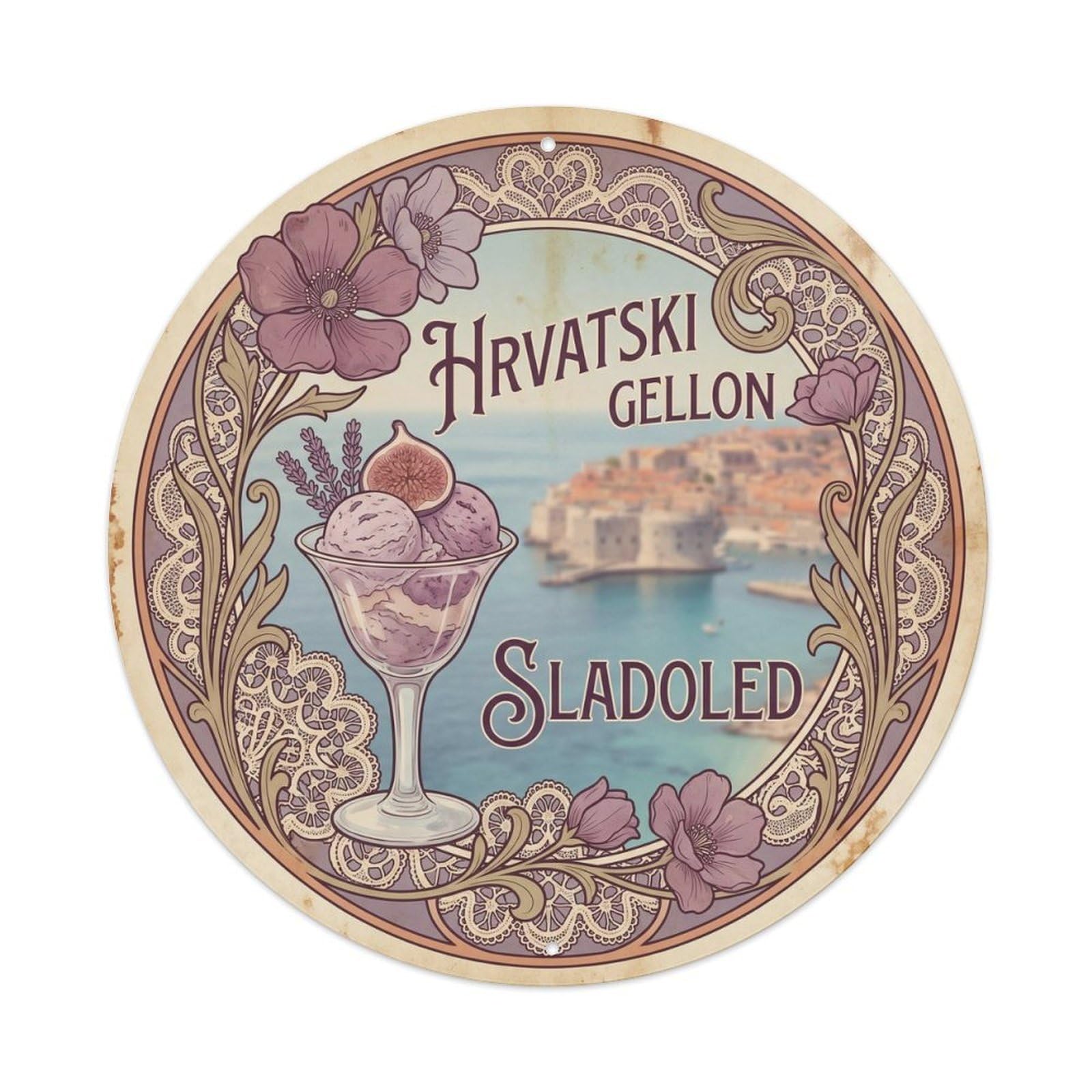 Croatian Gelato Ice Cream Cuisine Culture Metal Tin Sign