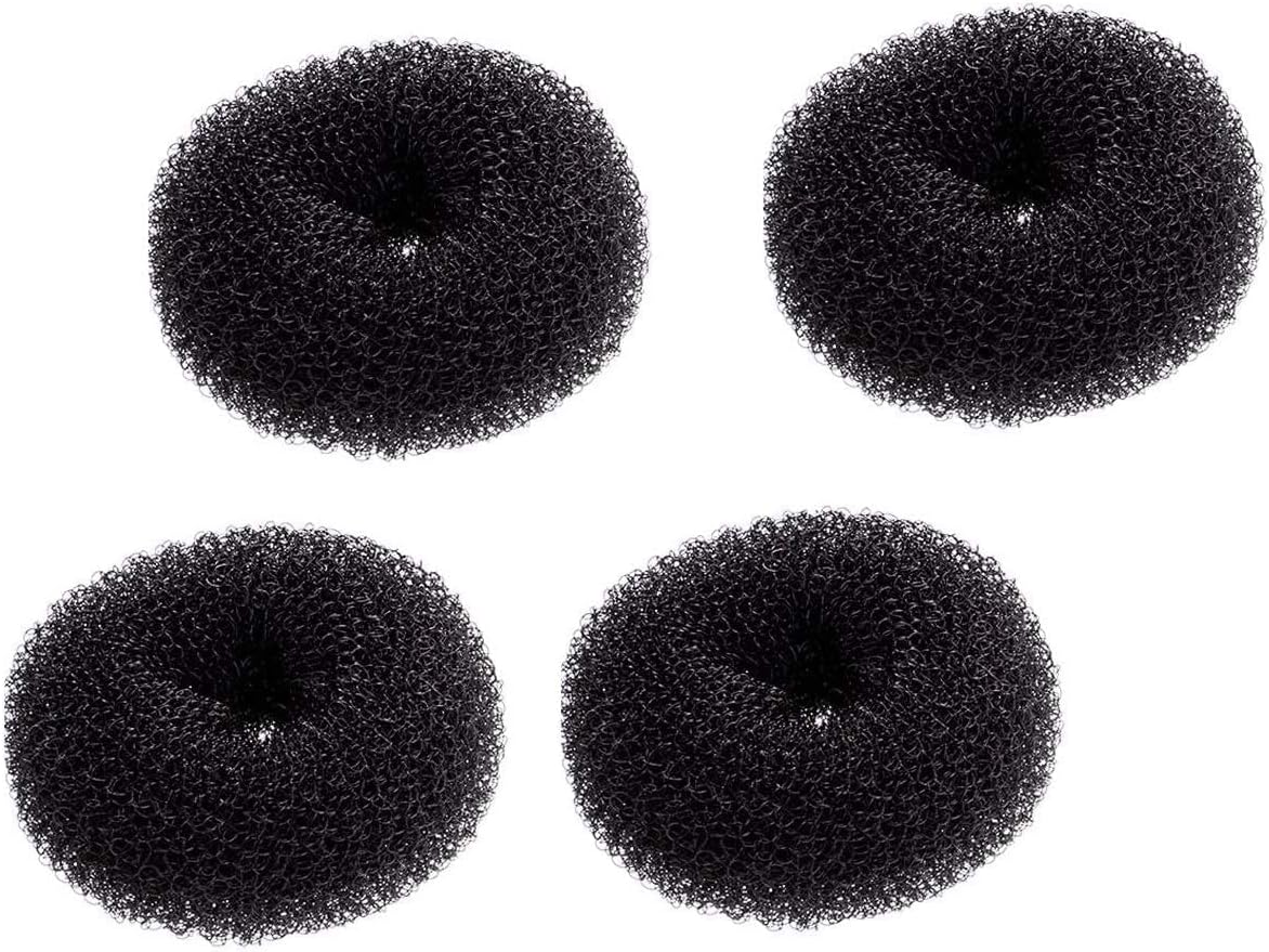 Keli 4 Pack Extra Small Hair Bun Maker Mini Chignon Hair Doughnut Shaper Hair Donut Sock Bun Form for Kids, Girls, Short and Thin Hair (Small Size 2.4 Inch, Black)