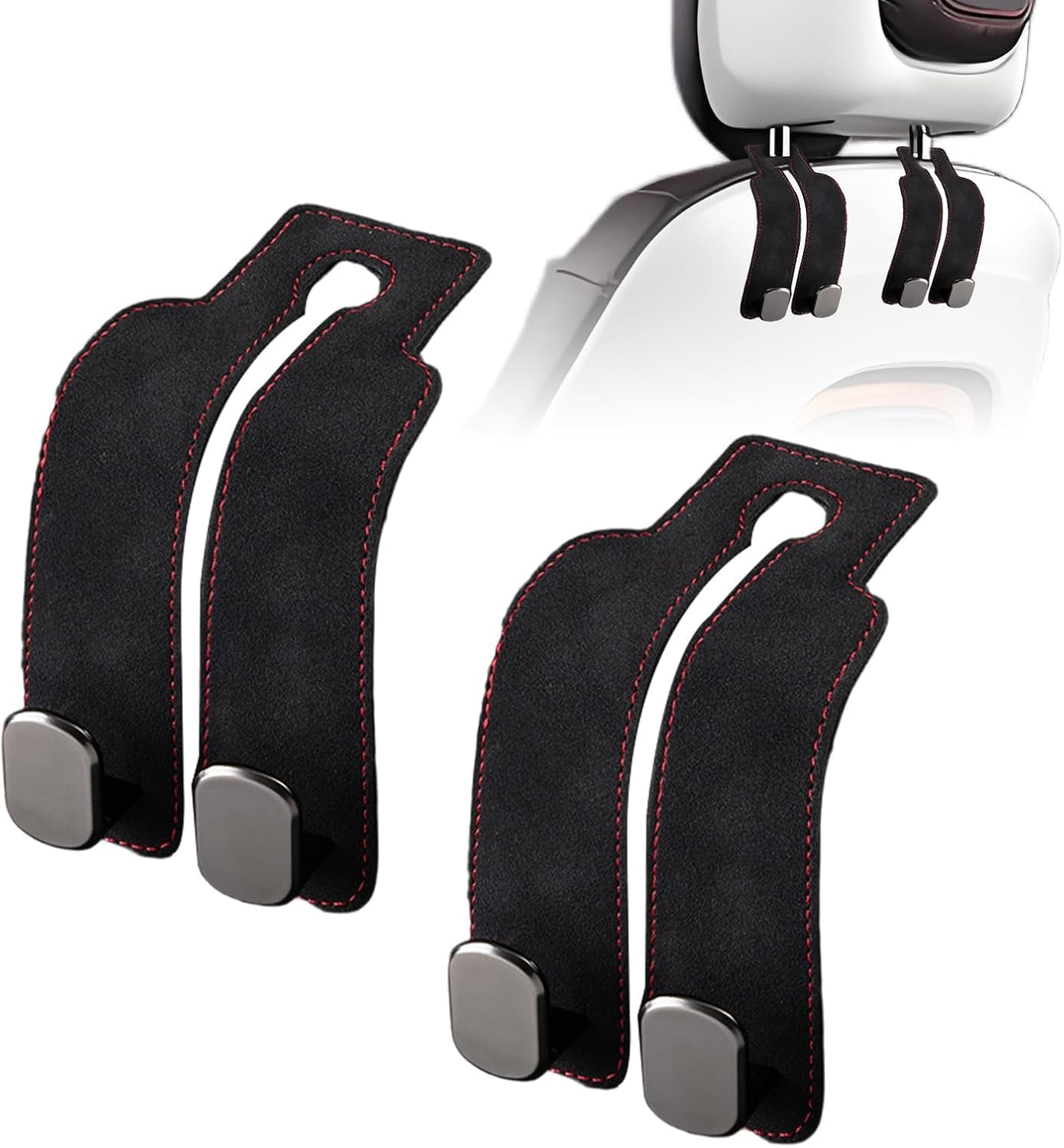 JINGMU 2 Pcs Car Seat Back Storage Hooks for XPENG Mona M03 2024-, Auto Seat Hook Hangers Double Headrest Hooks Mobile Phone Holder Front Seat Handbag