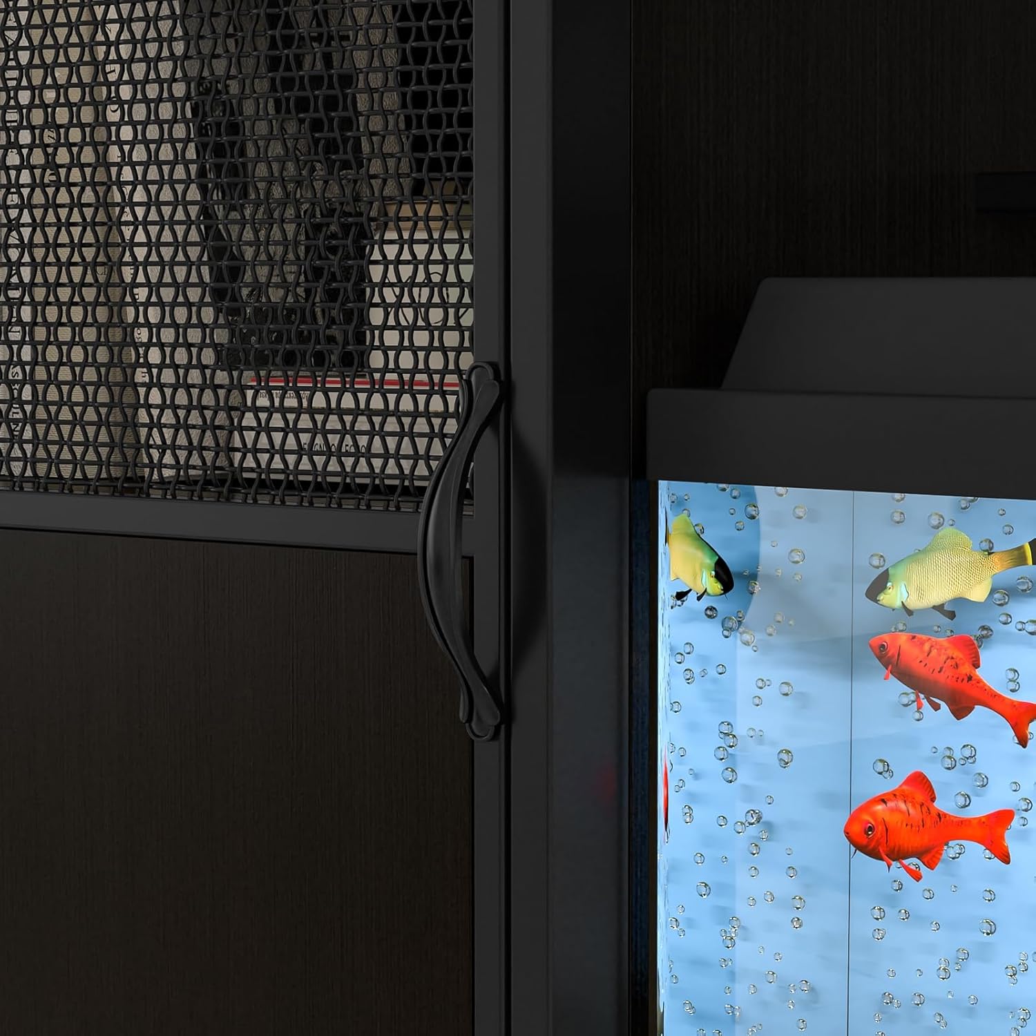 Fish Tank Stand,Fish Tank Stand with Shelf for Accessories Storage,Aquarium Stand with Open Shelf,Heavy Duty Fish Tank Rack,Fish Tank Accessories,Black Wood Grain Finish for Home Office Black